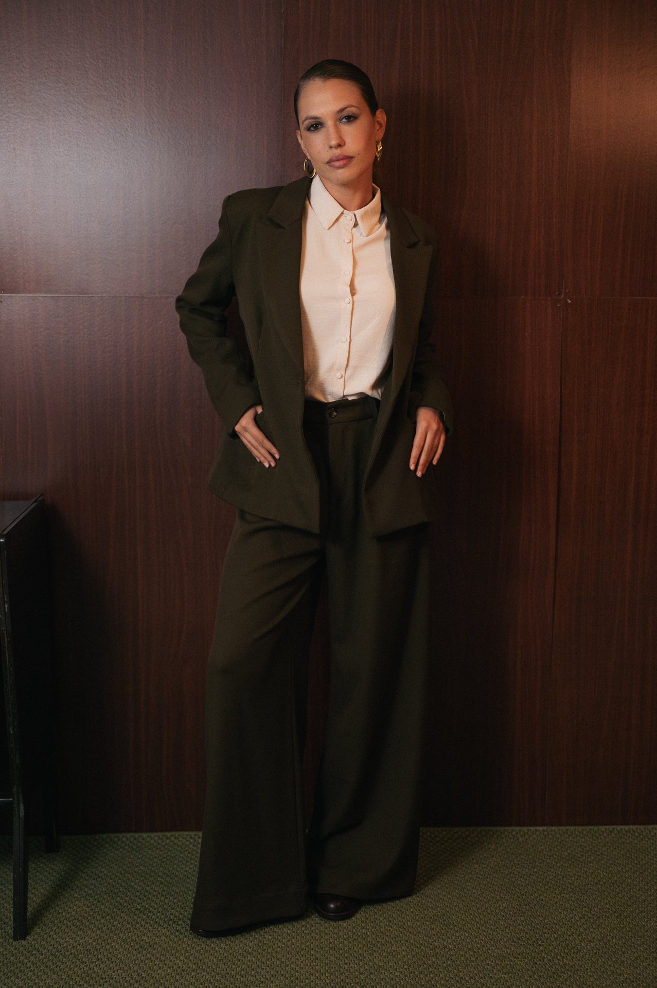 Blazer Donna Verde Oliva | Giacca Lunga Strutturata | Completo Elegante