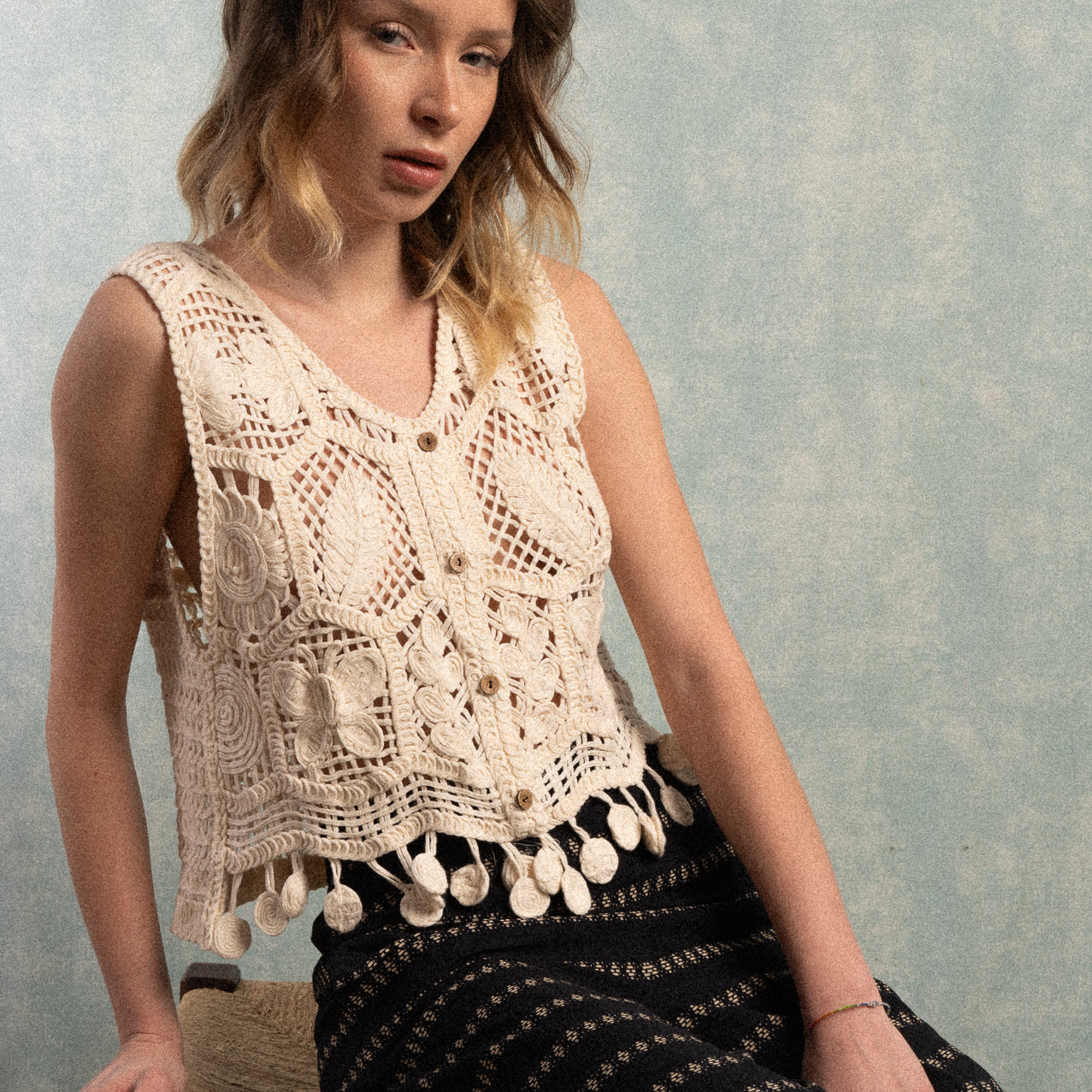 Gilet écru in crochet
