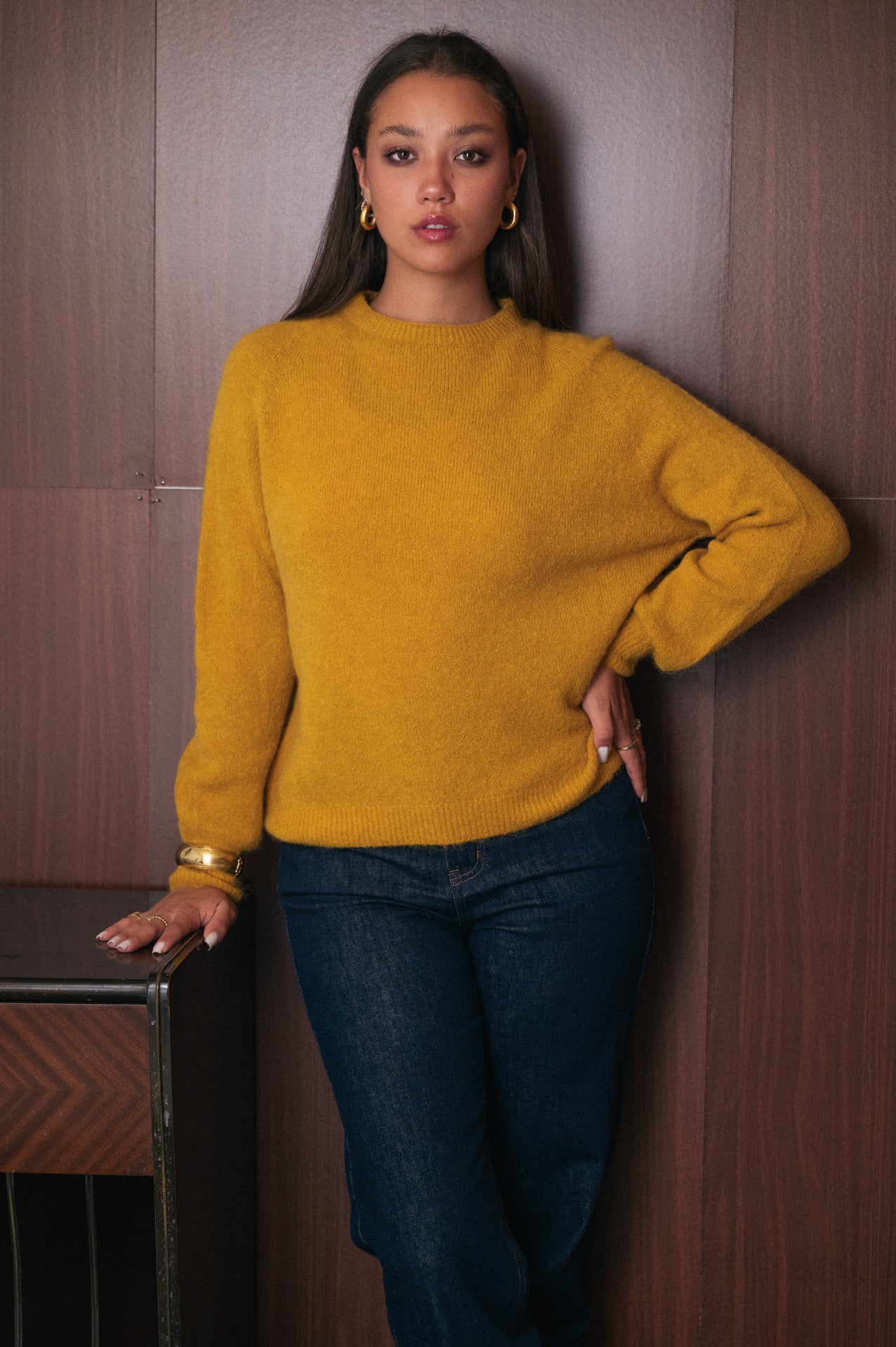 Maglione senape donna Amelìe misto alpaca e lana | made in Italy