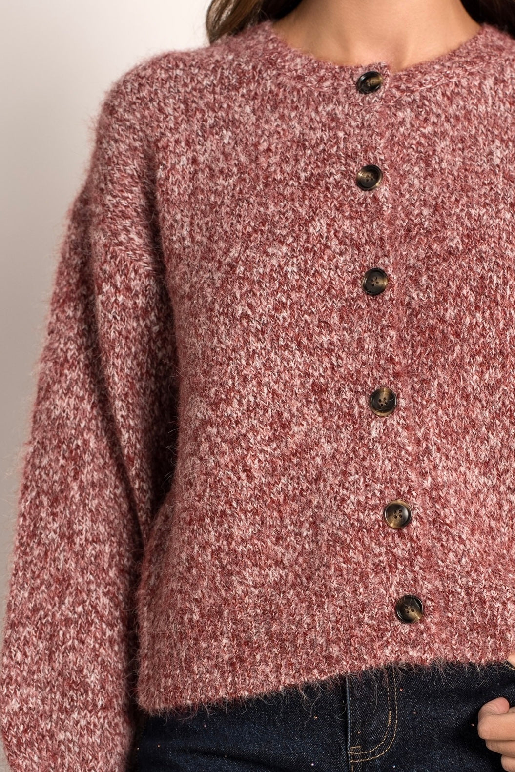 Cardigan Donna in Lana | Borgogna Mélange Bottoni