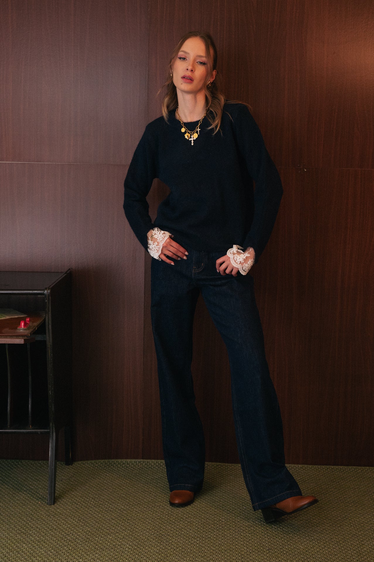 Jeans vita alta dark wash