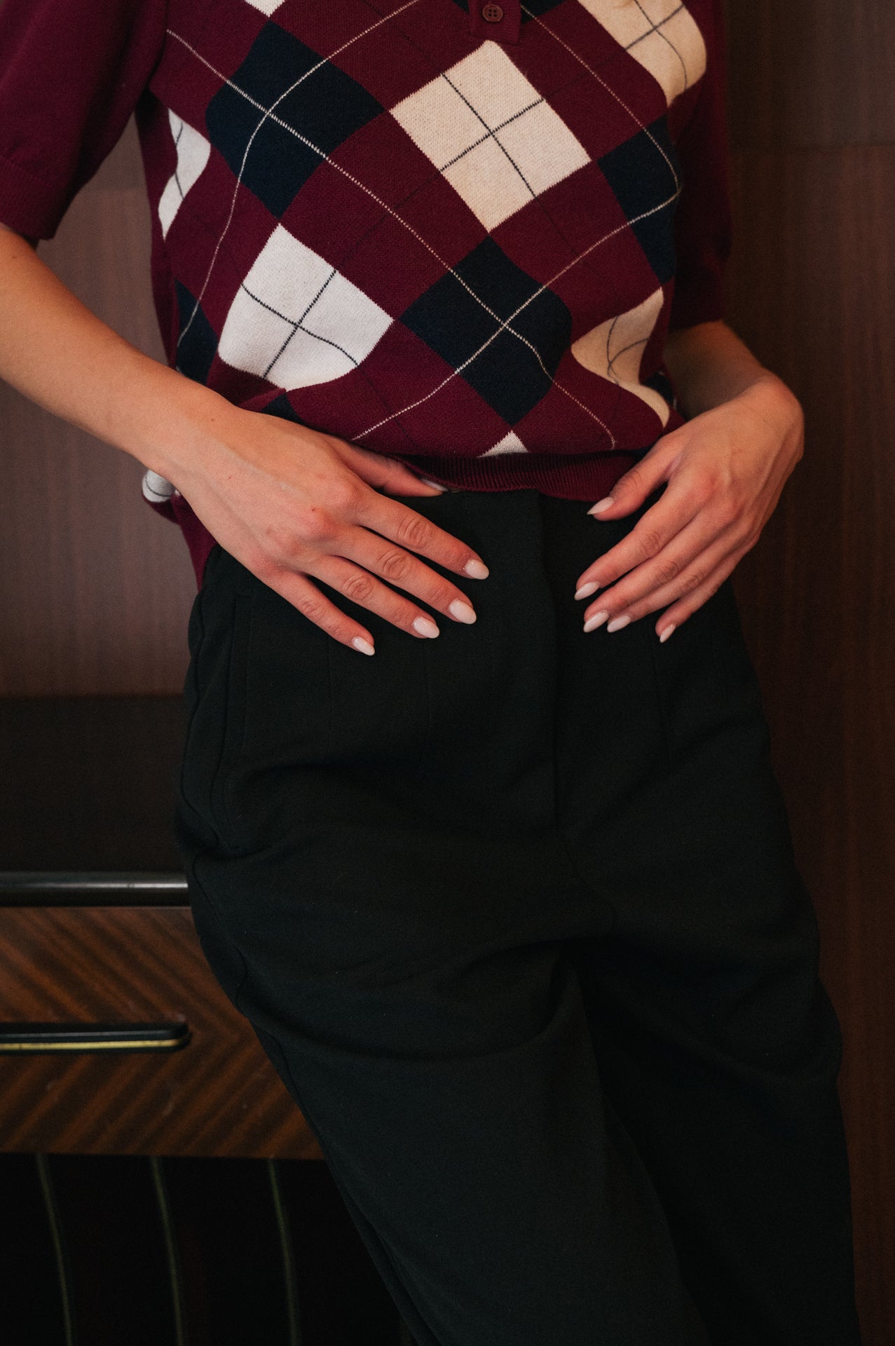 polo a quadri bordeaux