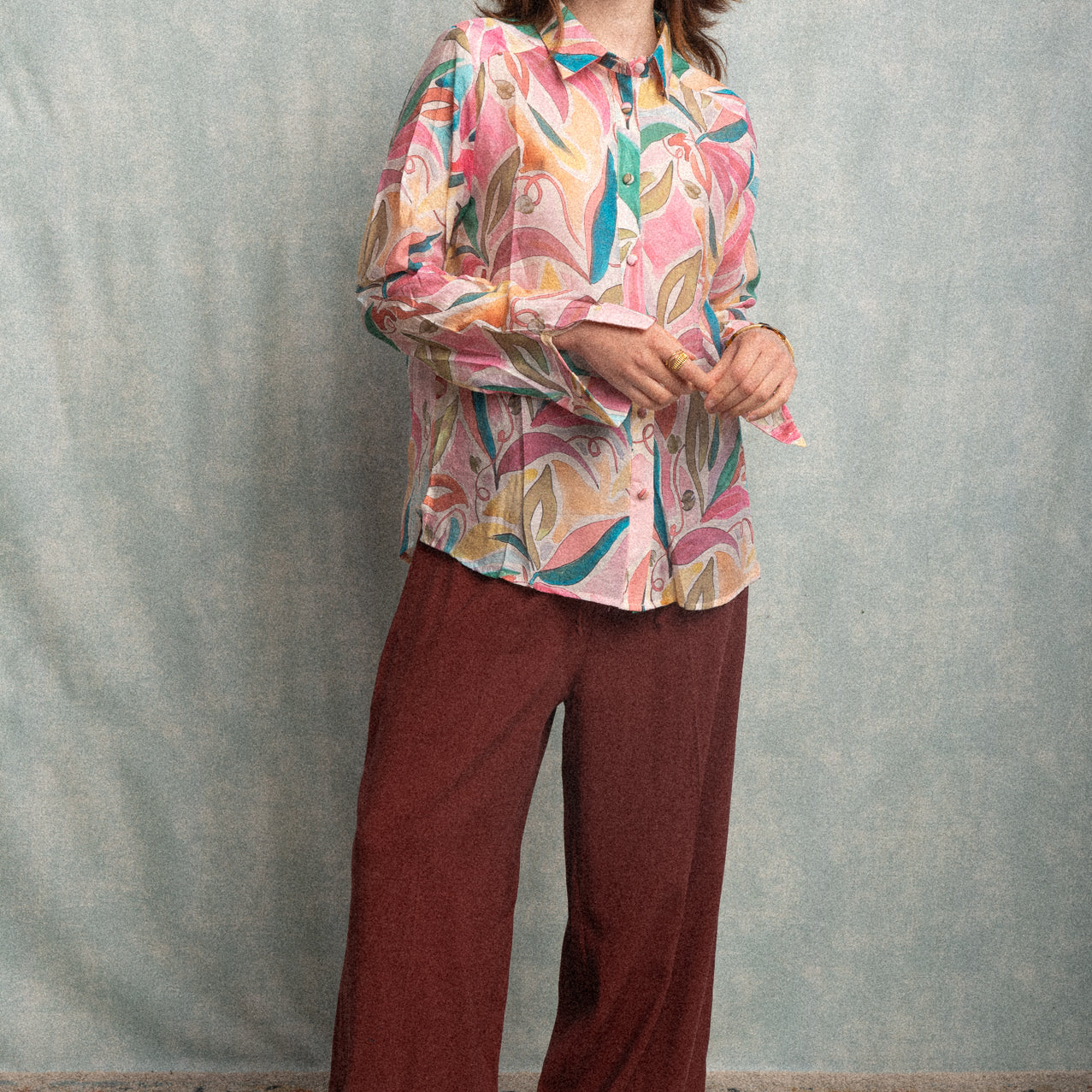 Pantalone palazzo color Borgogna