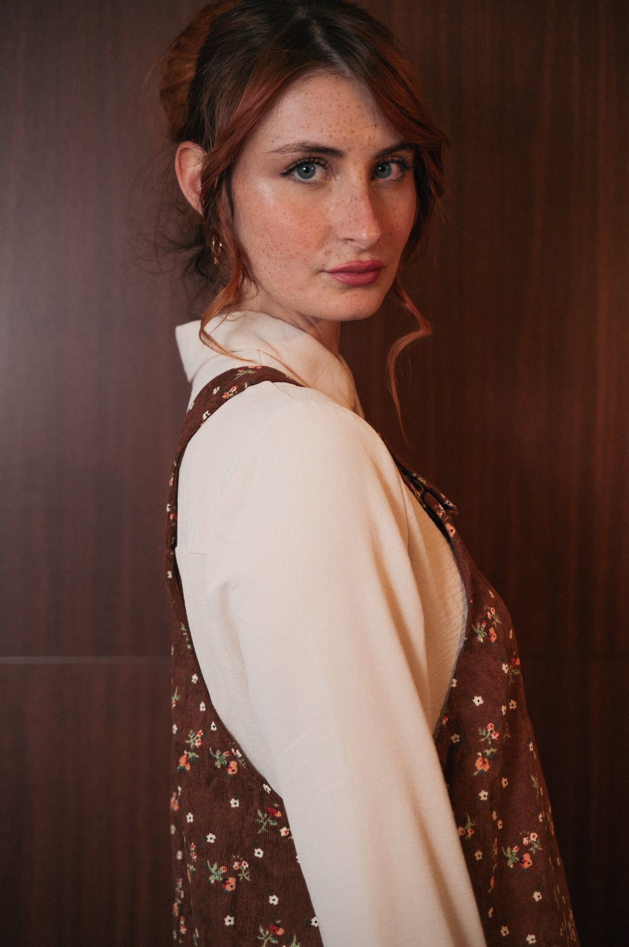 Salopette Gonna Velluto a Coste Donna | Fantasia Floreale | Stile Vintage/Retrò