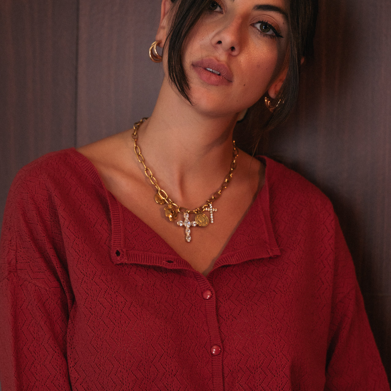 Cardigan/Maglia Scallooped in malva