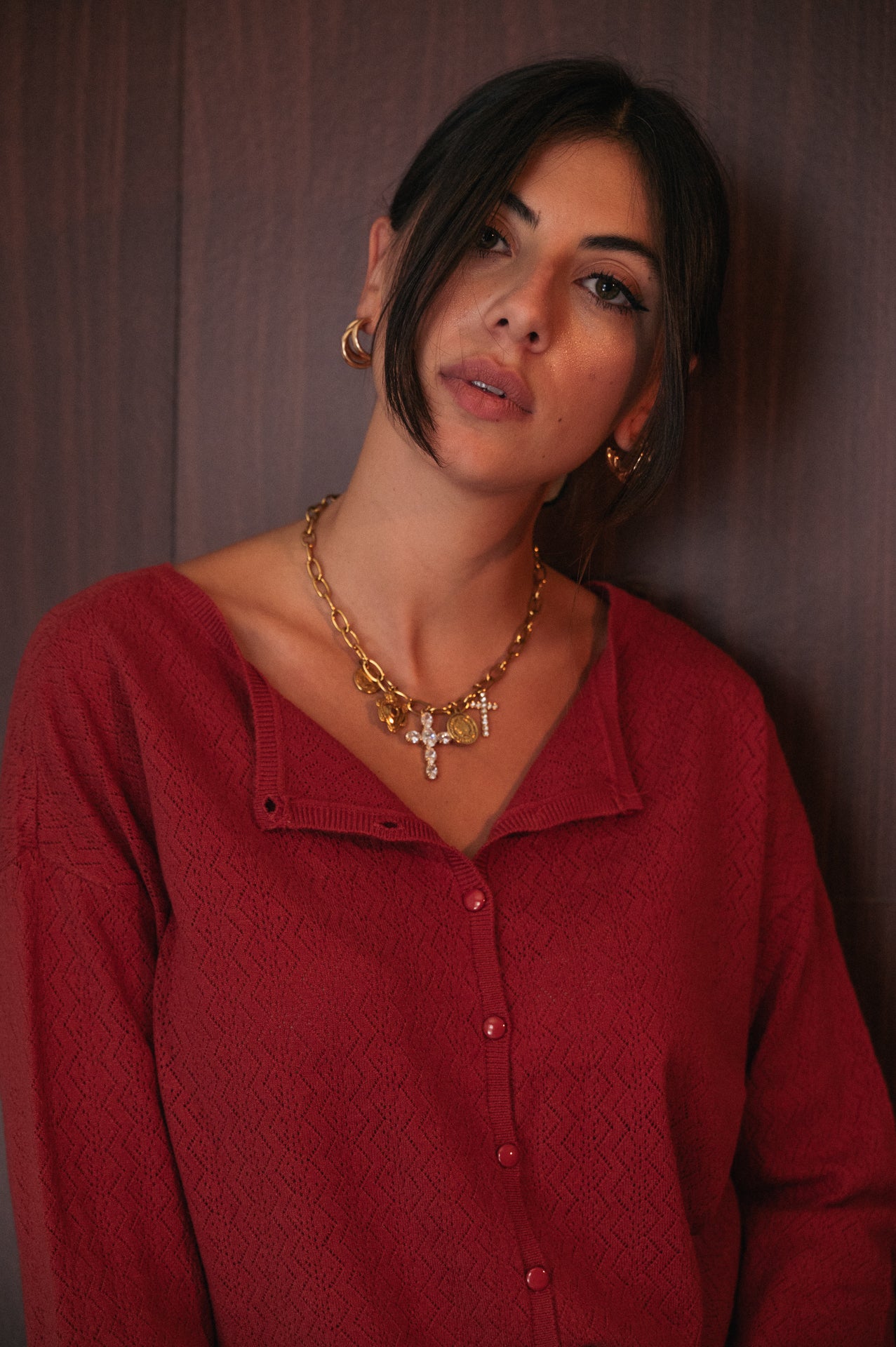 Cardigan/Maglia Scallooped in malva