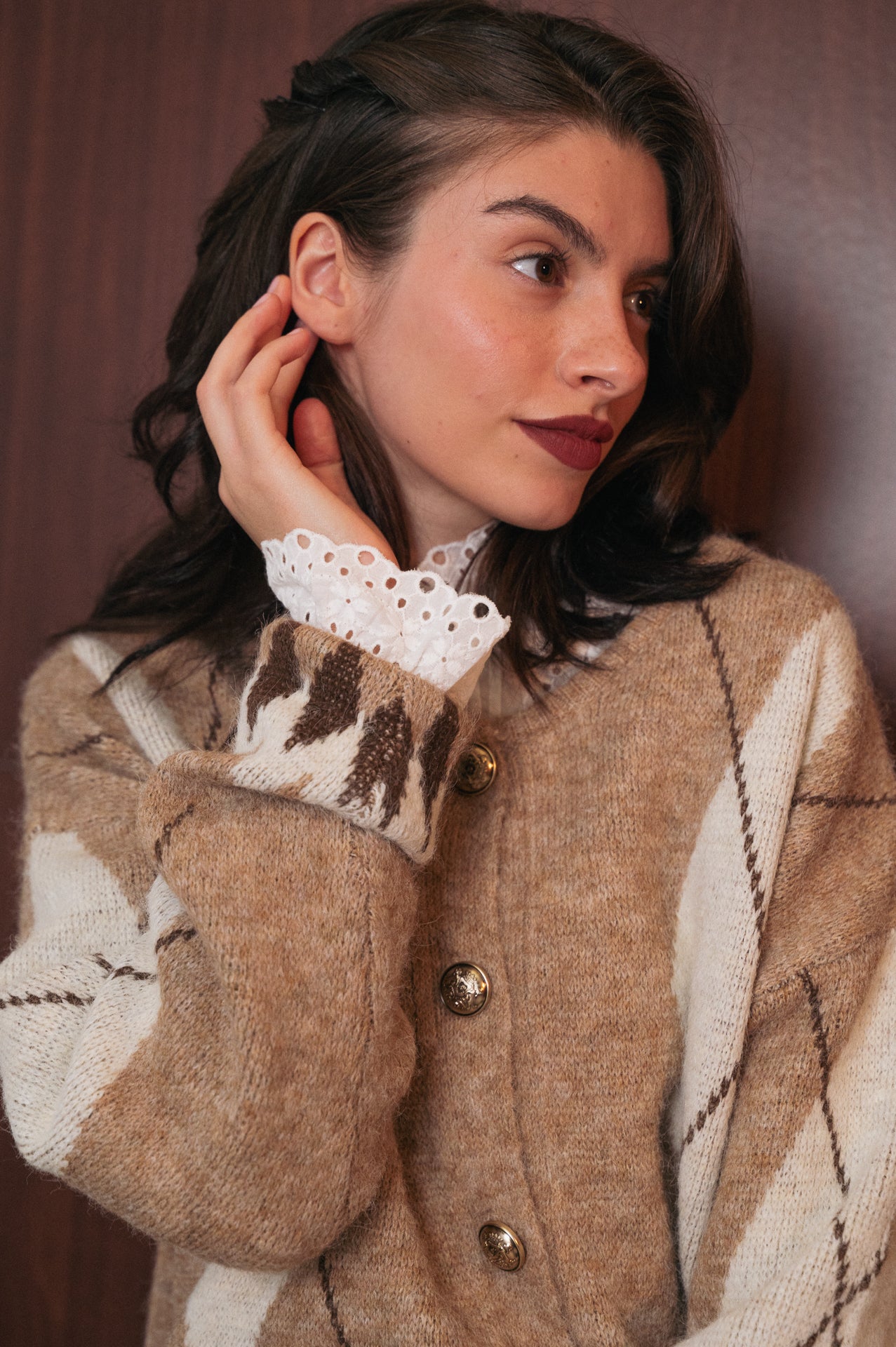 Cardigan donna motivo a rombi