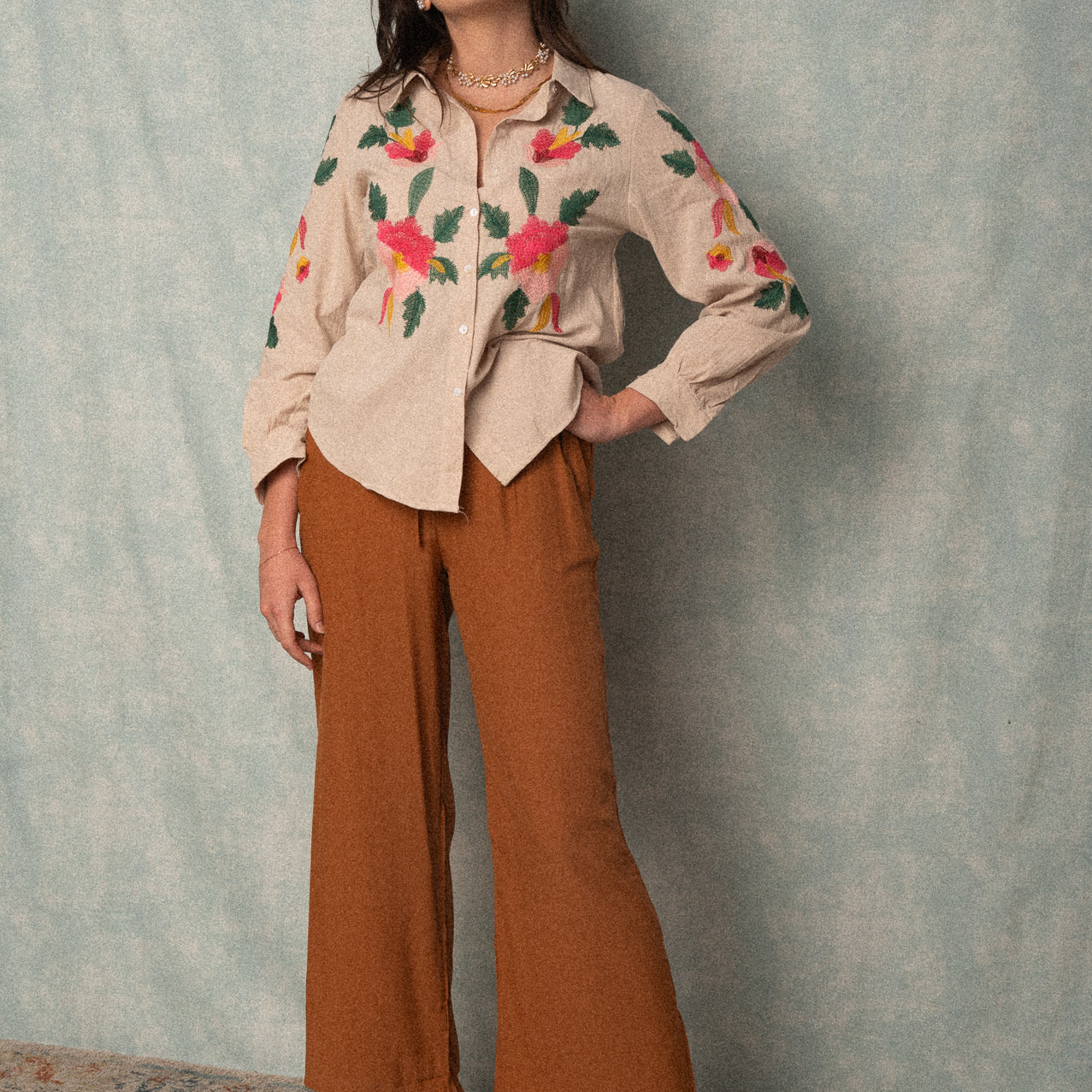 Pantalone palazzo color Brique