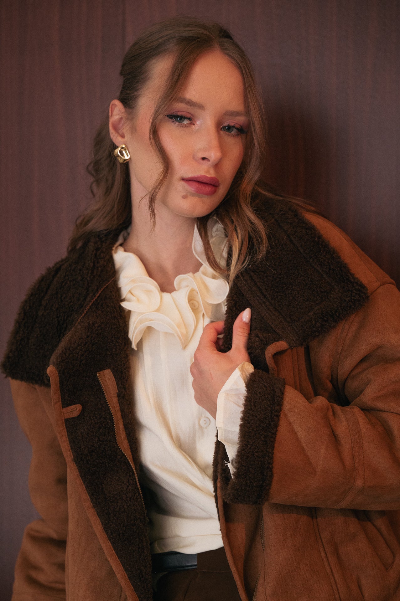 Giacca in Montone Imbottito con Colletto