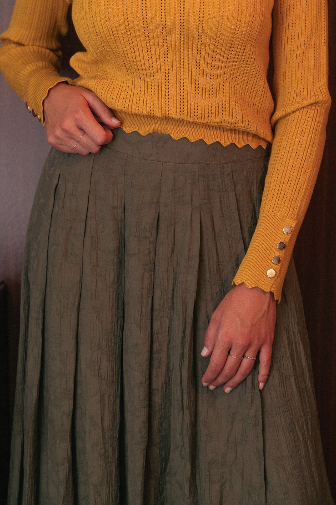 Maglia Sara a costine color zafferano