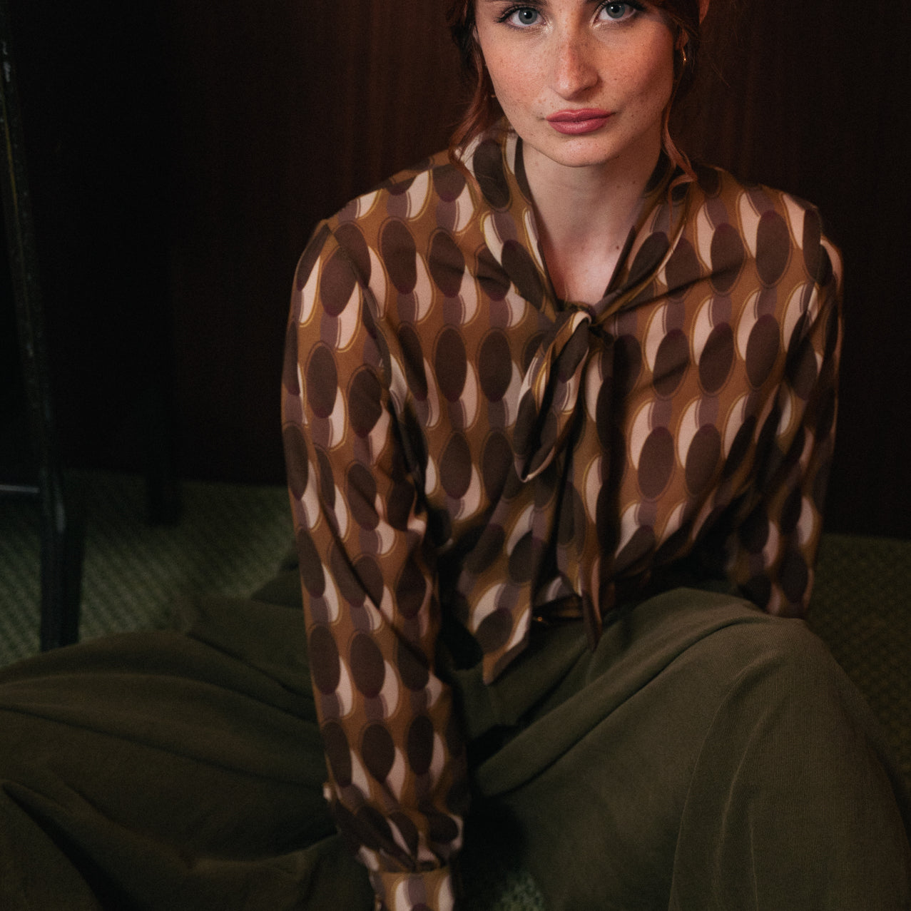 Camicia Donna Fantasia Geometrica | Collo con Fiocco