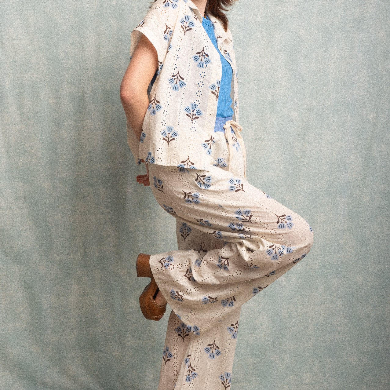 Pantalone Jannette bianco con ricami