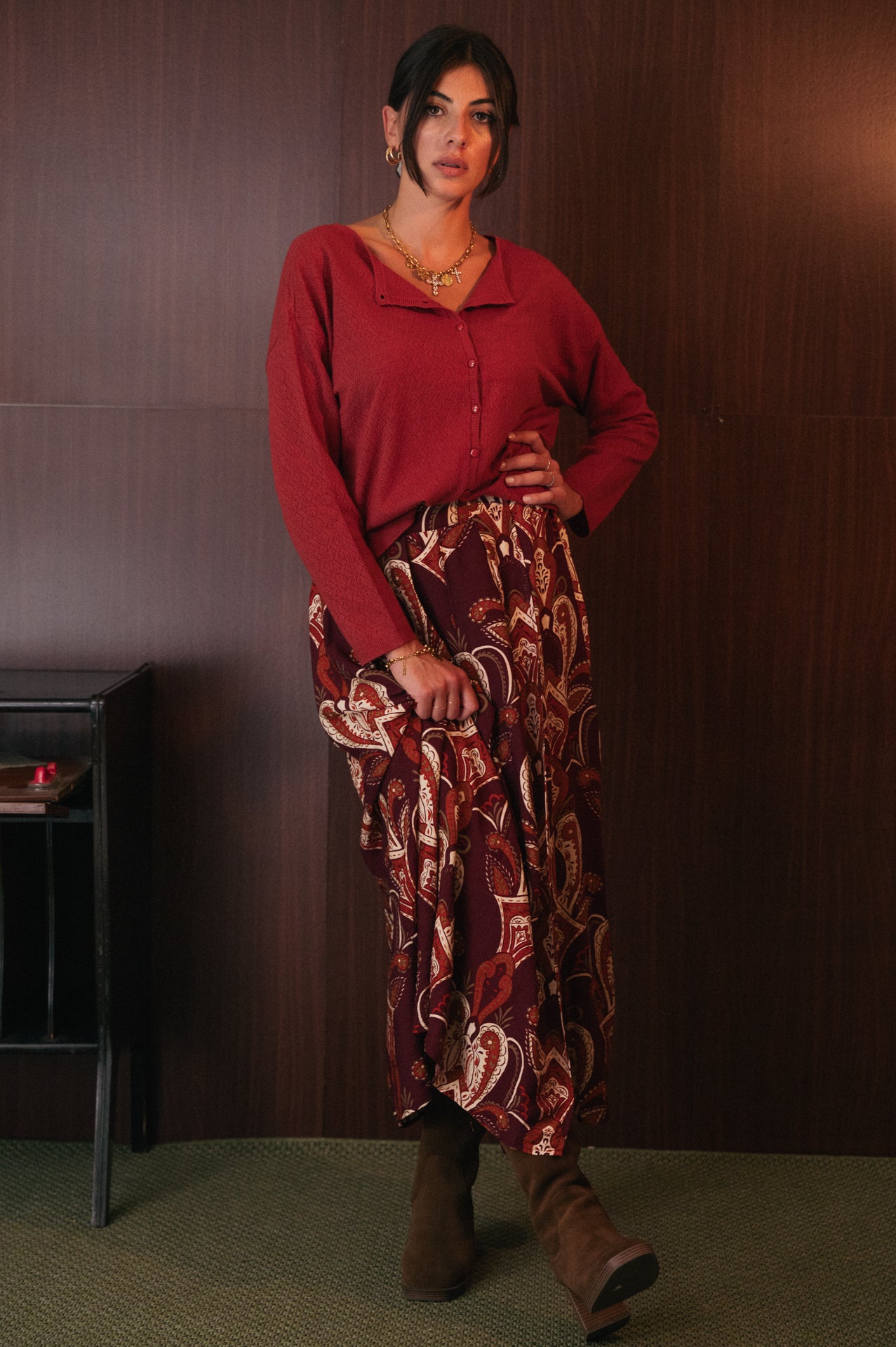 Gonna Midi Tania con Stampa Paisley