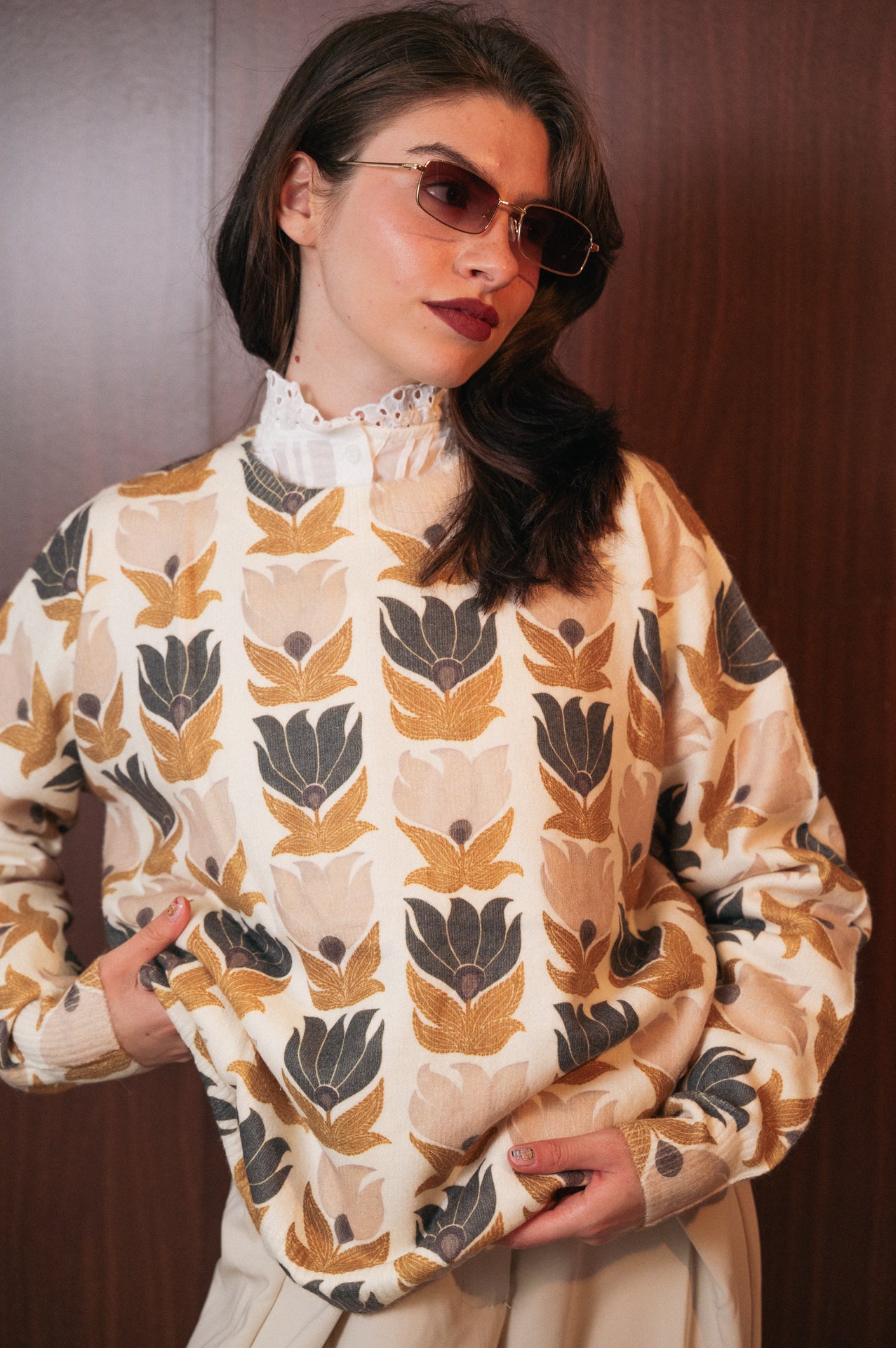 Maglione Emma con stampa a fantasia fiori