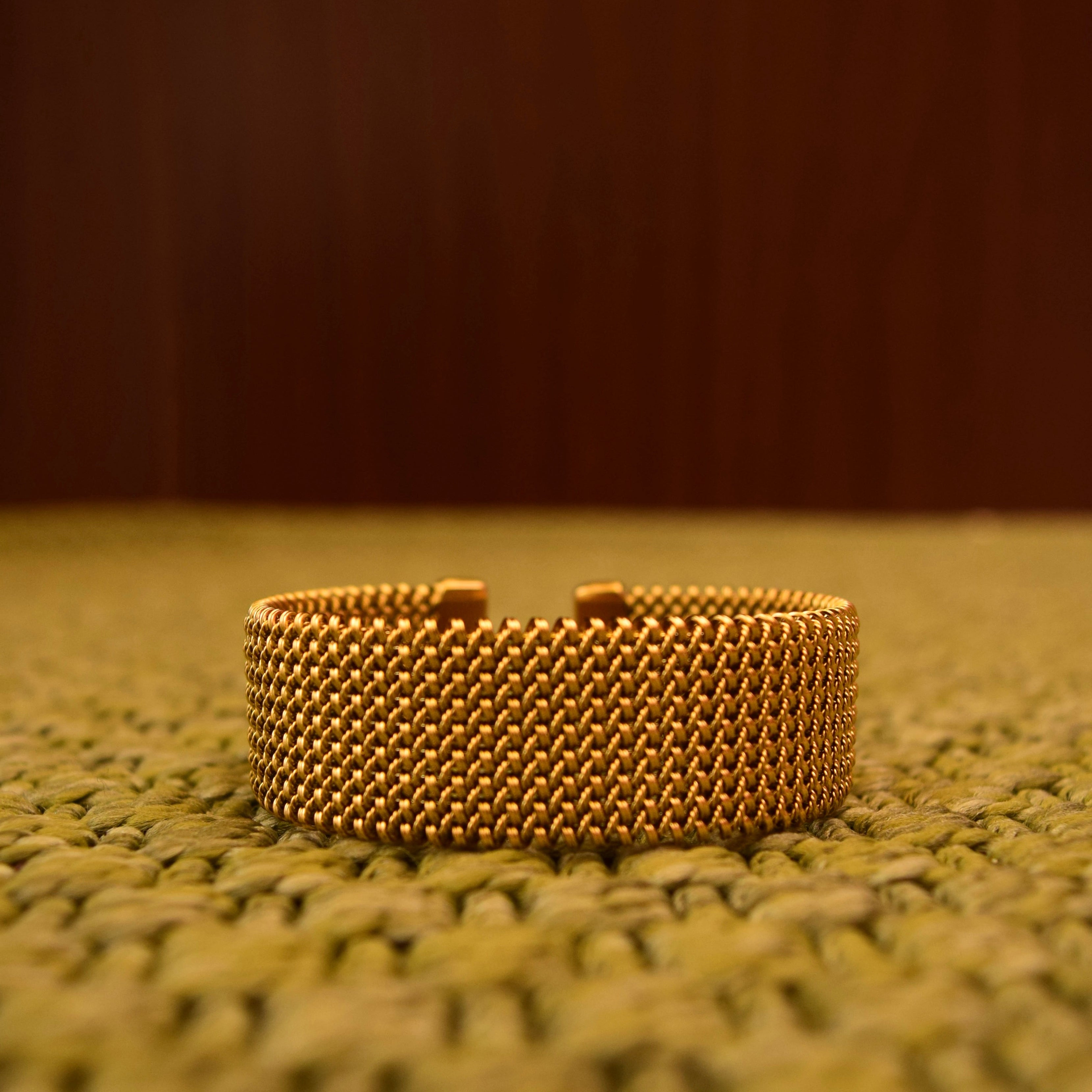 Bracciale in Acciaio Inox Dorato con Maglia Milanaise