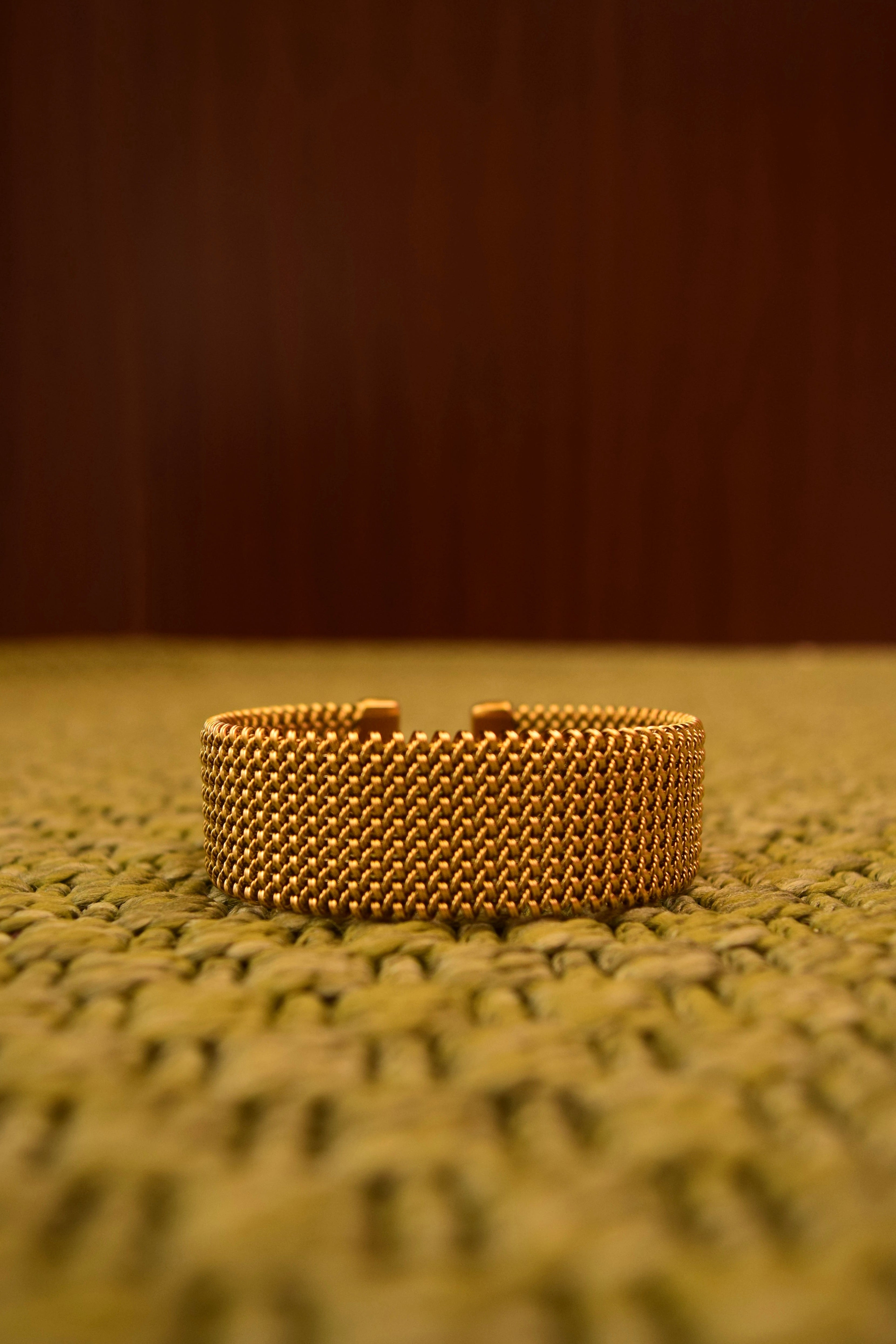 Bracciale in Acciaio Inox Dorato con Maglia Milanaise