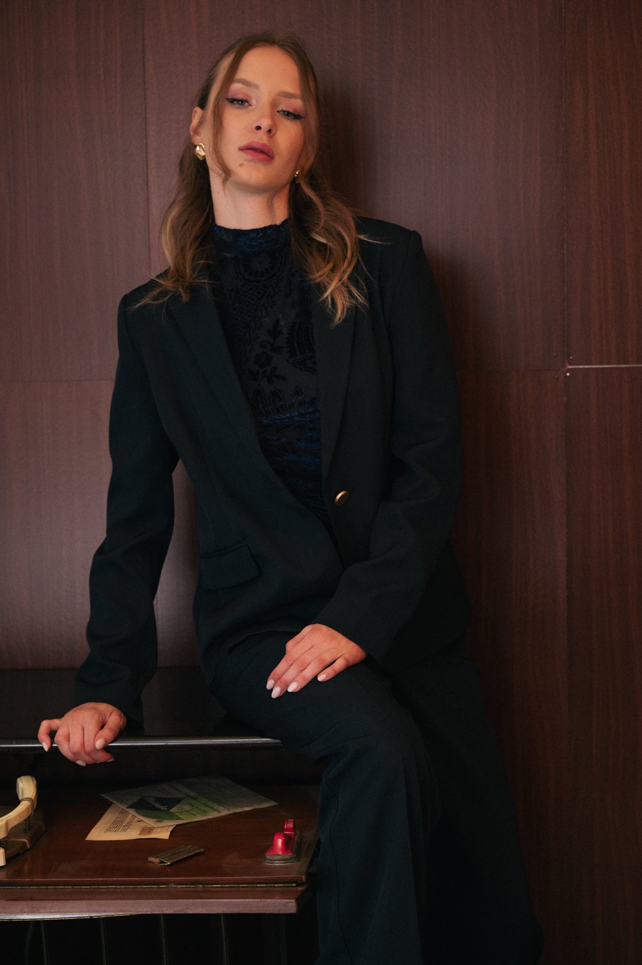 Blazer blu navy con bottone