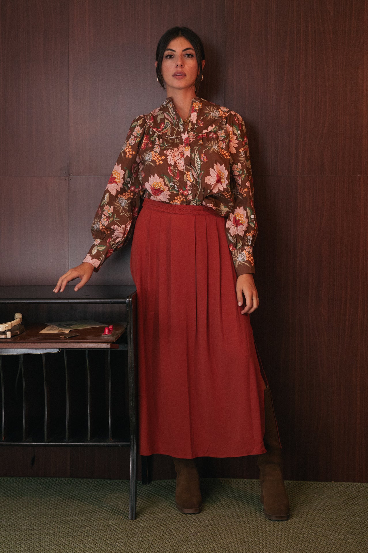 Gonna Lunga rosa antico con Dettaglio Intrecciato