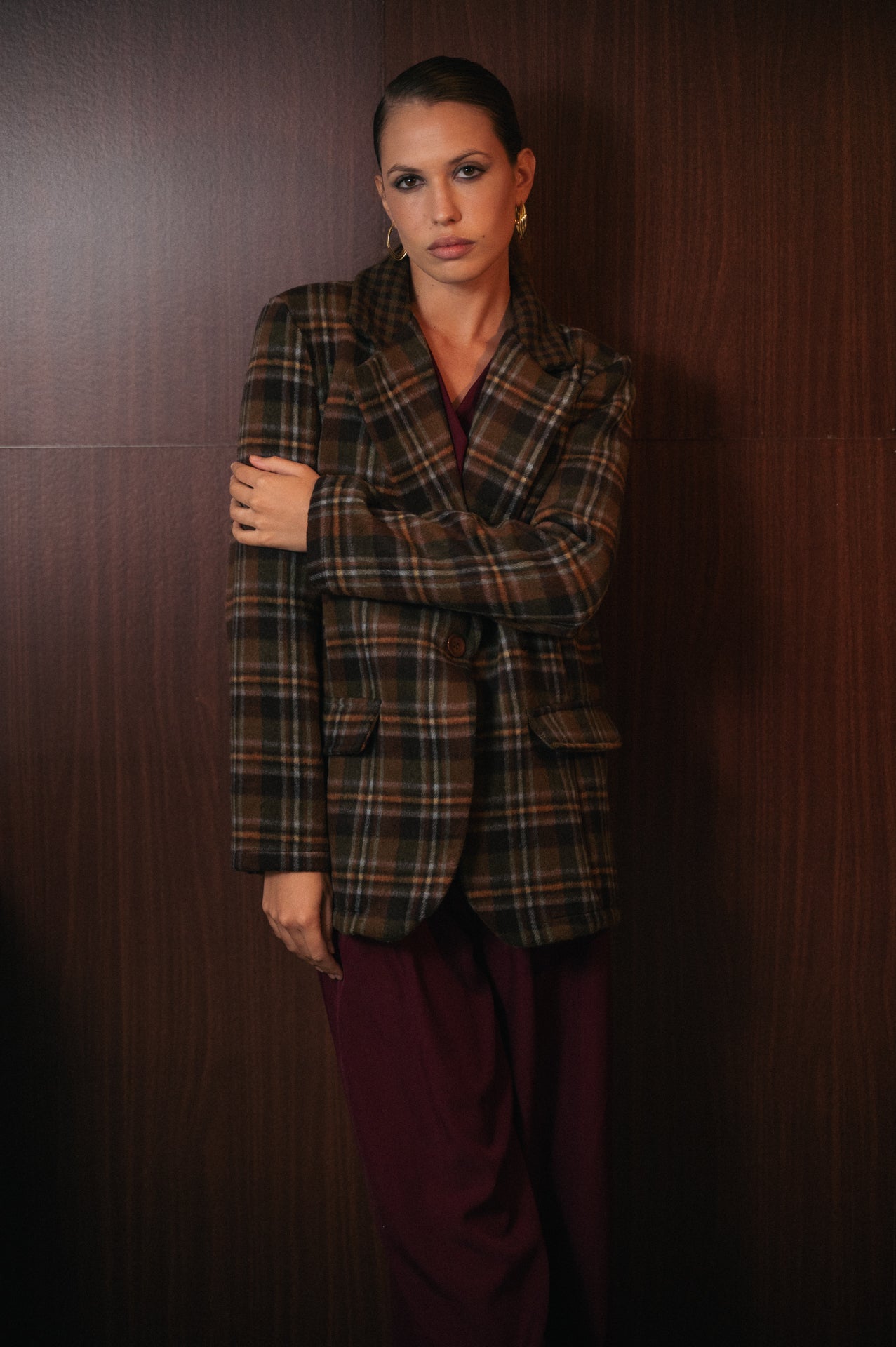 Blazer Donna Panno a Fantasia tartan | Monopetto Classico | Giacca Invernale Elegante