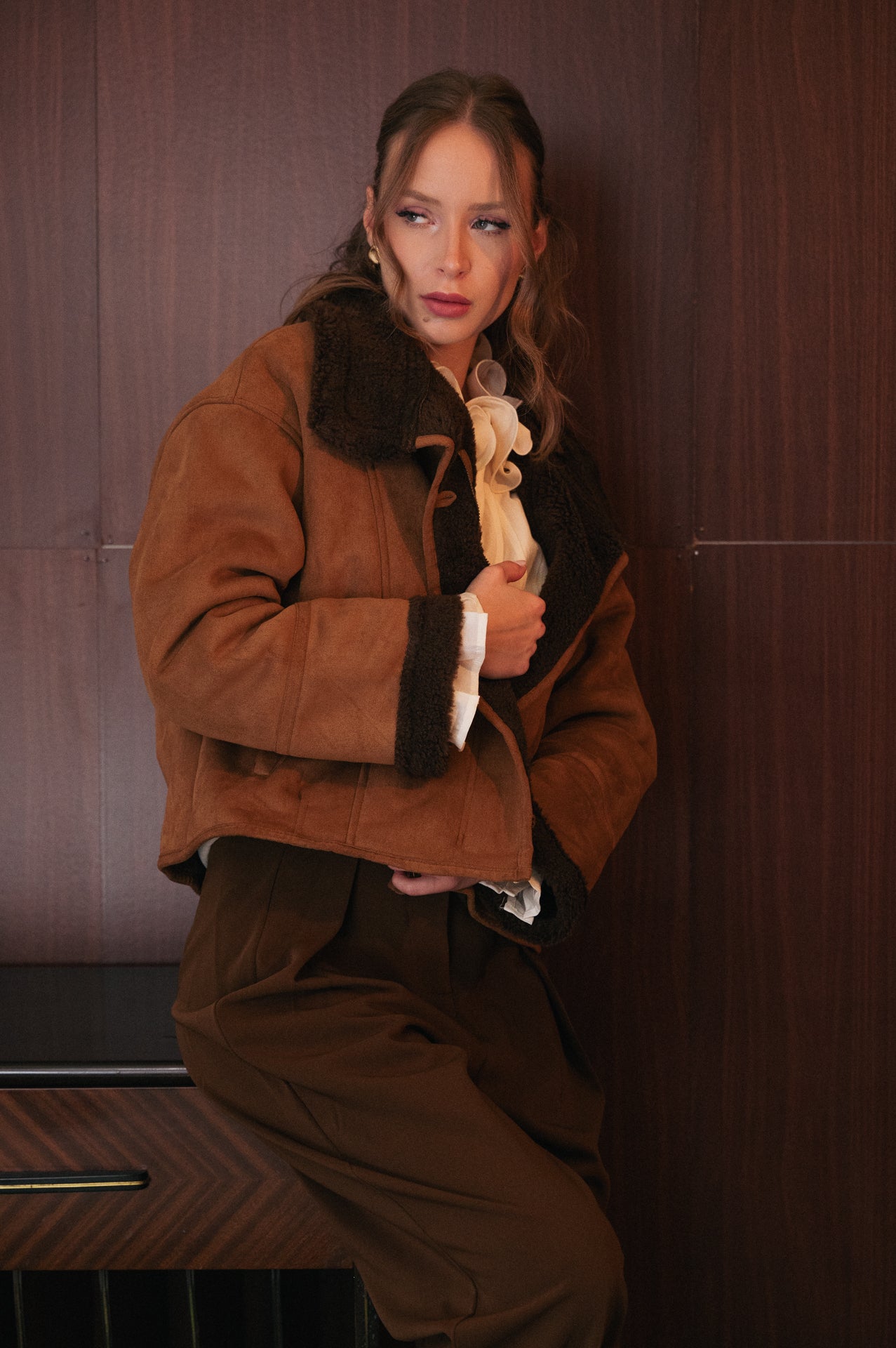 Giacca in Montone Imbottito con Colletto