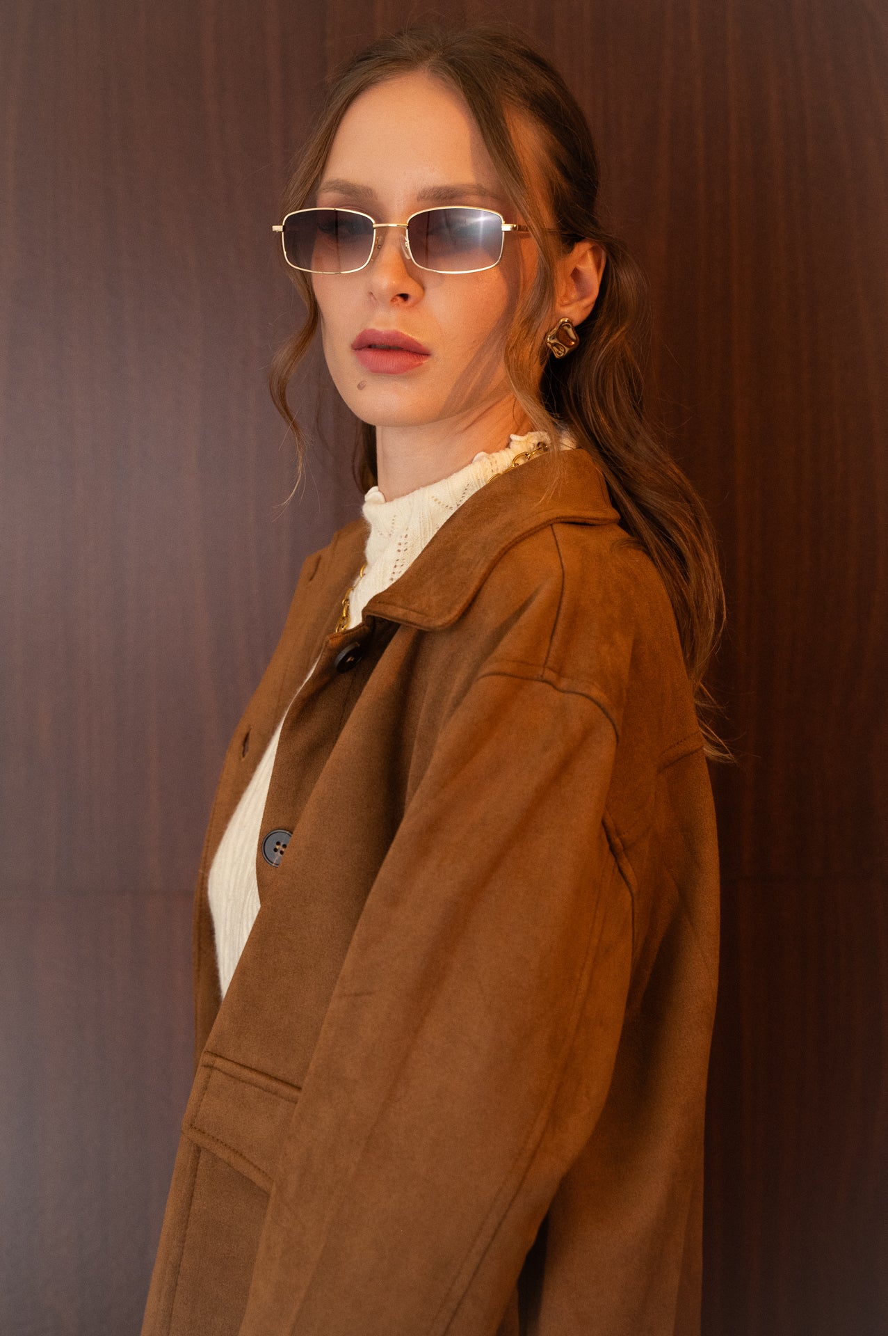 Giacca in camoscio color caramello