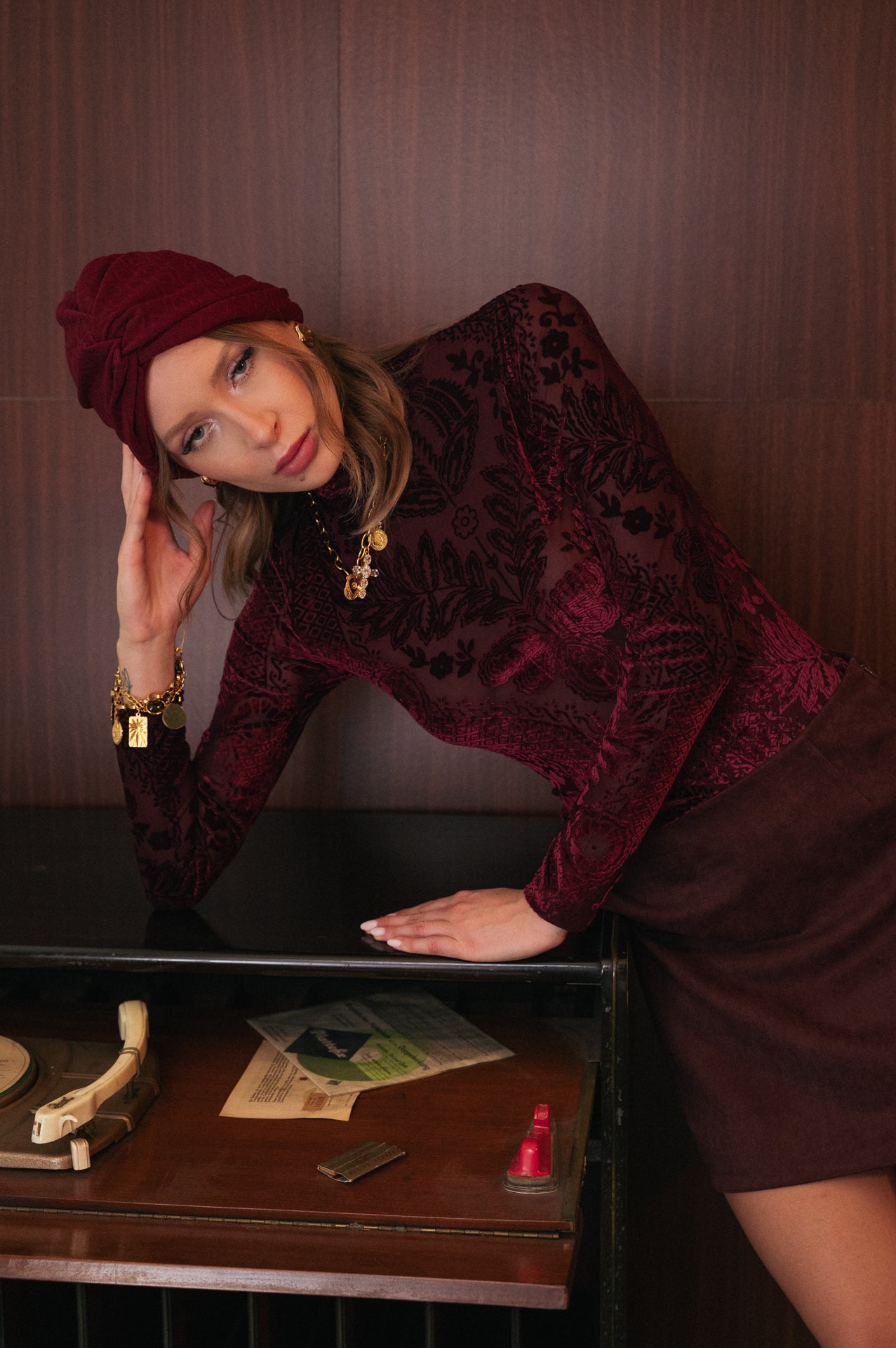 Body bordeaux in Velluto Devoré