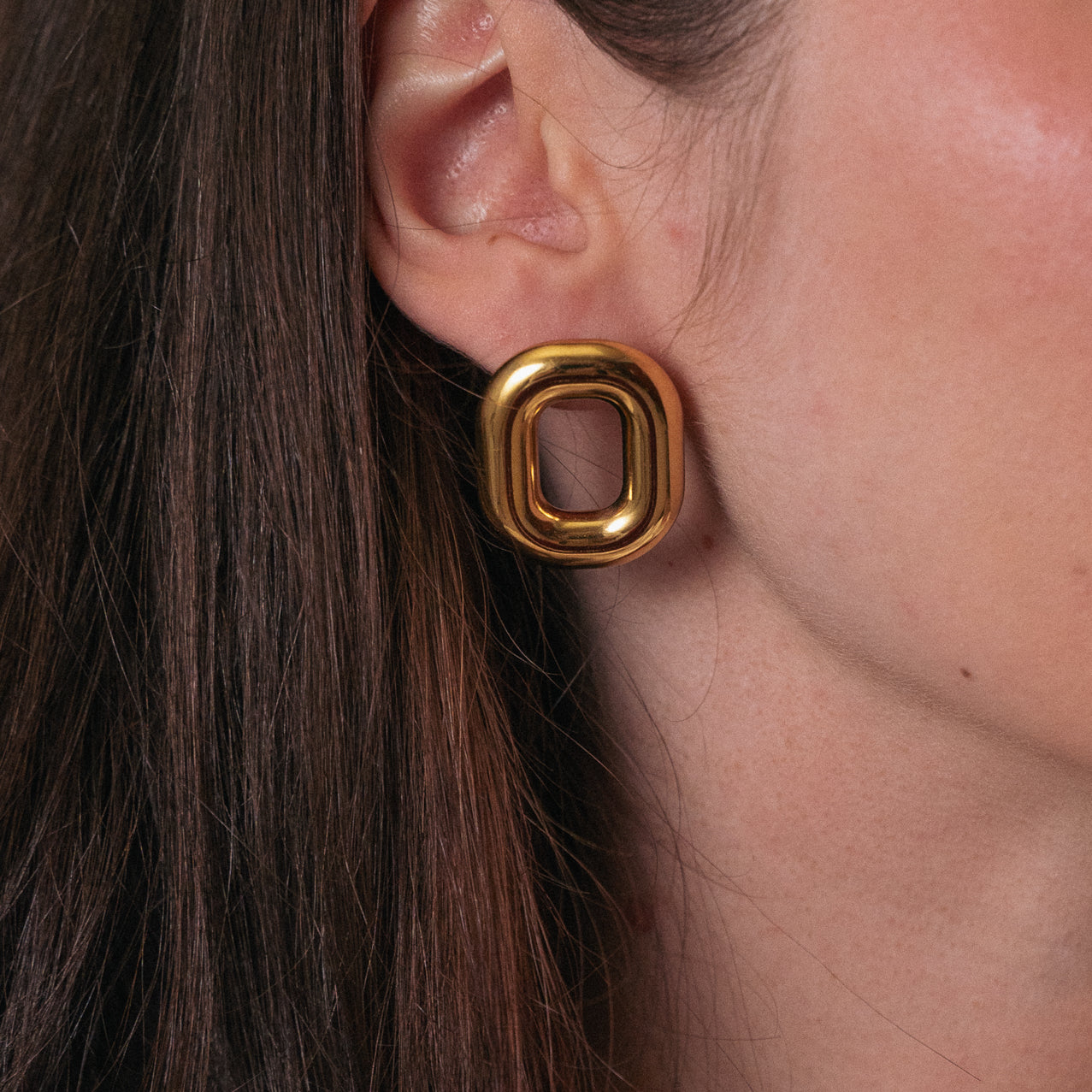 Orecchini donna color oro forma rettangolare