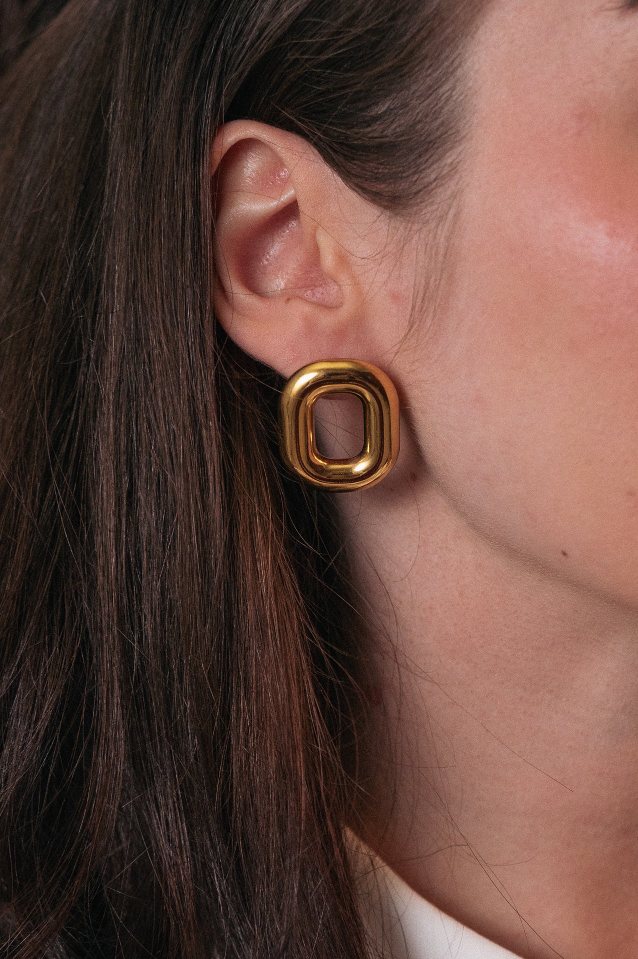 Orecchini donna color oro forma rettangolare