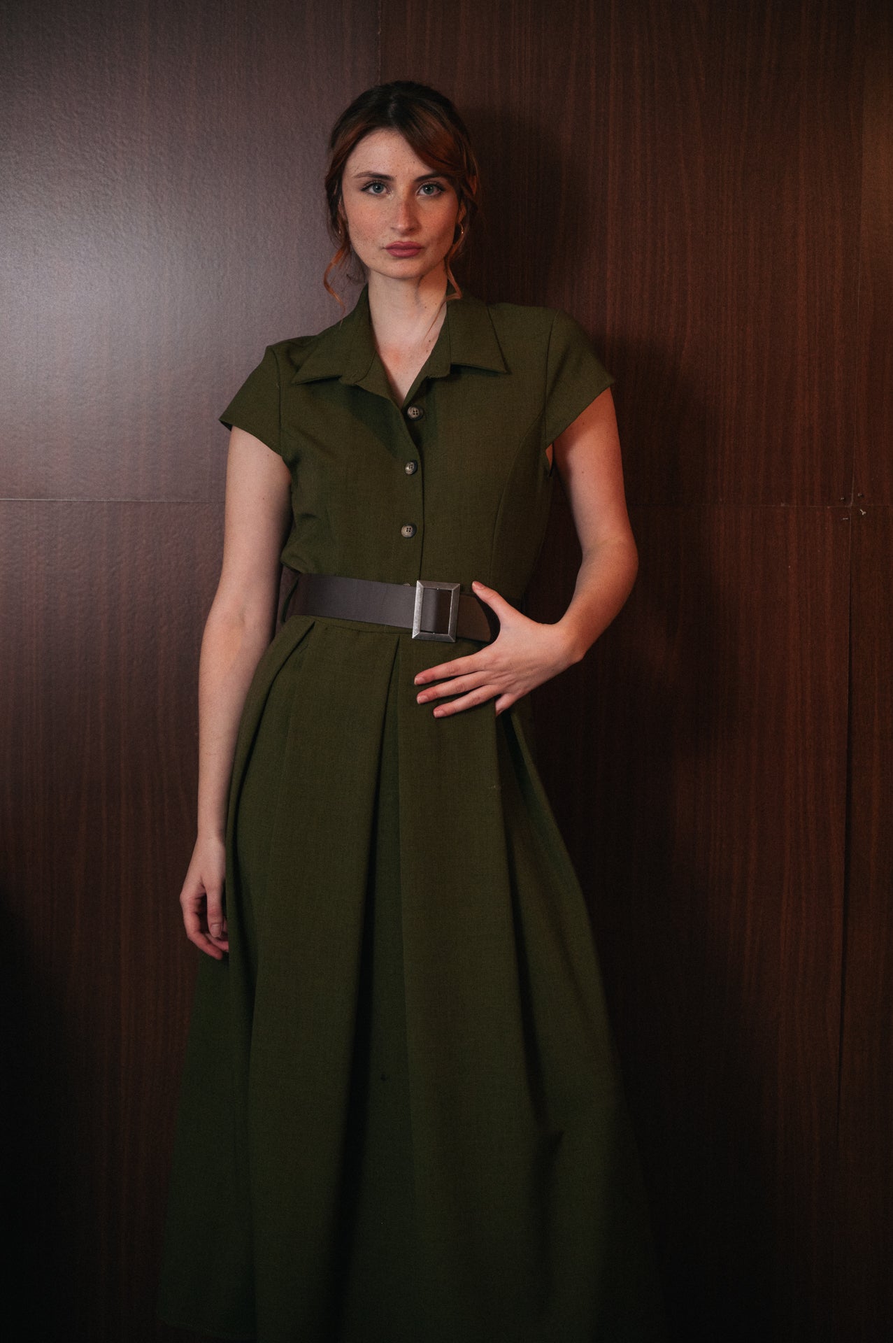 Abito Chemisier Lungo Donna | verde oliva