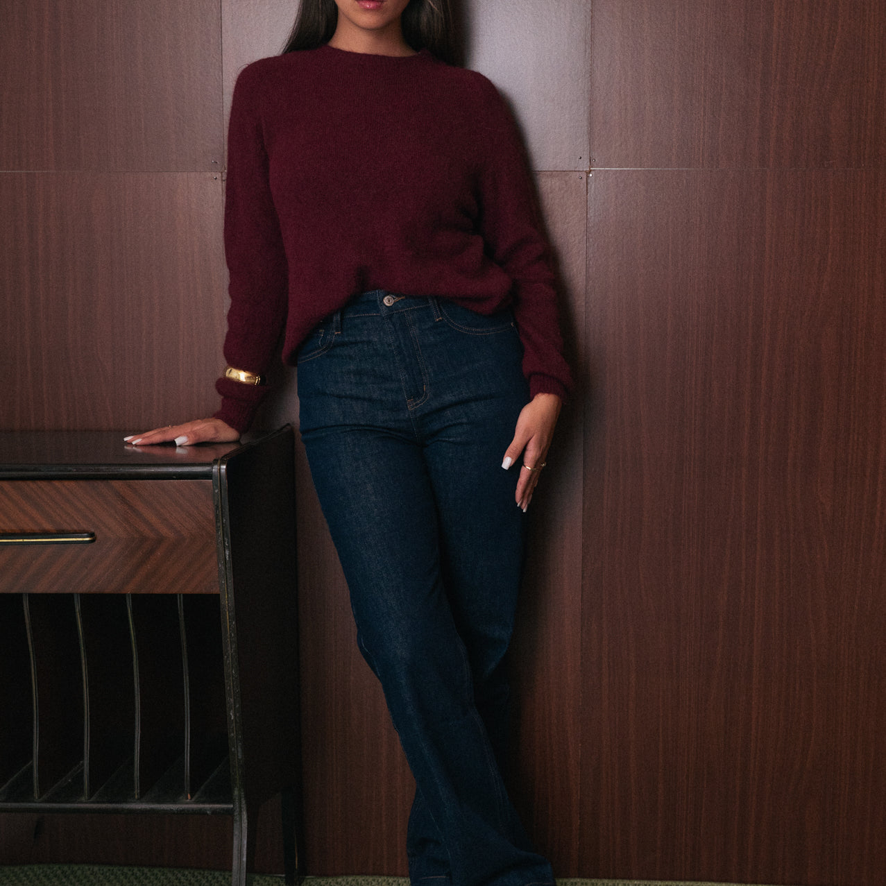 Maglione Bordeaux donna Amelìe misto alpaca e lana | made in Italy