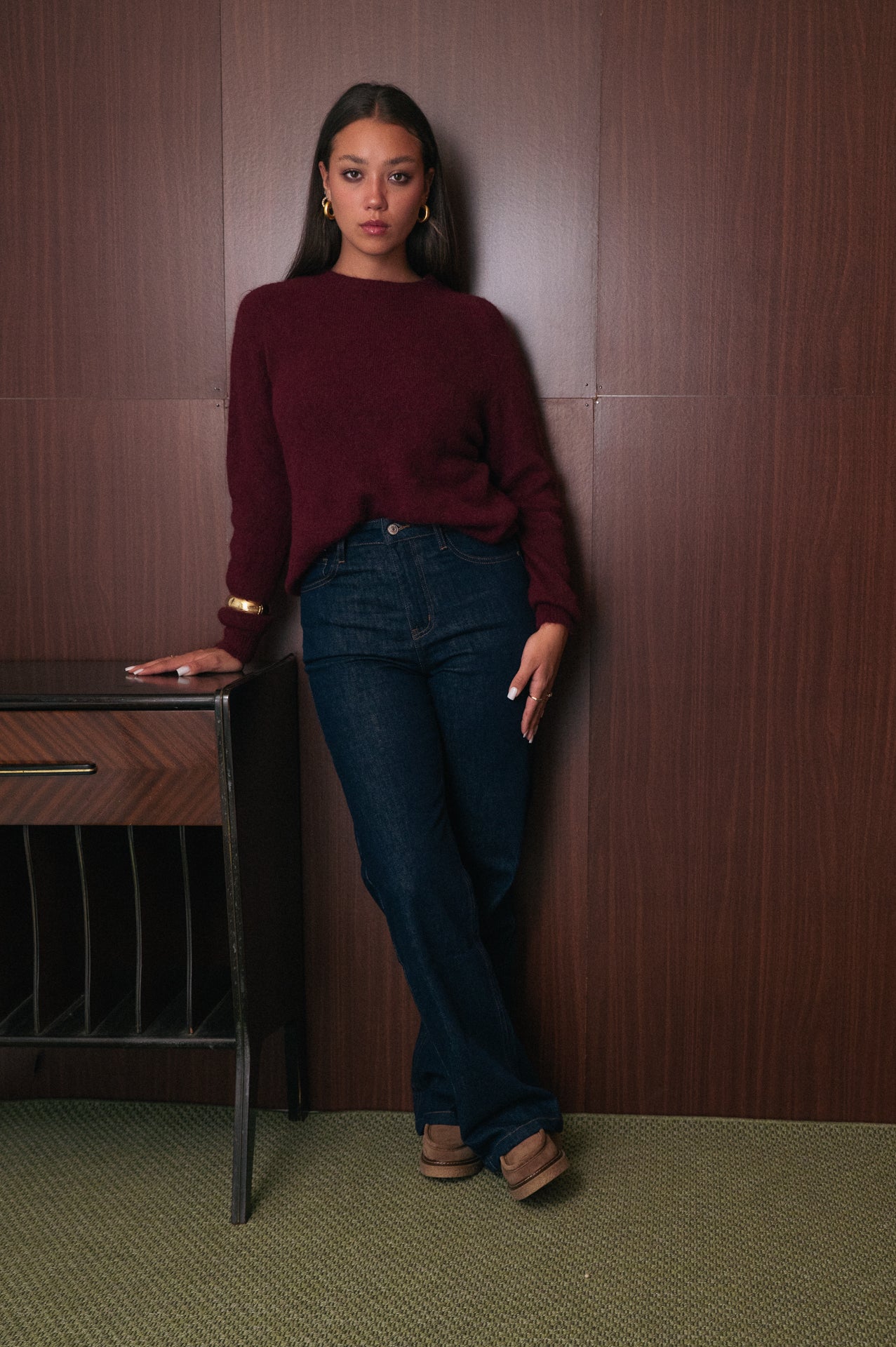 Maglione Bordeaux donna Amelìe misto alpaca e lana | made in Italy