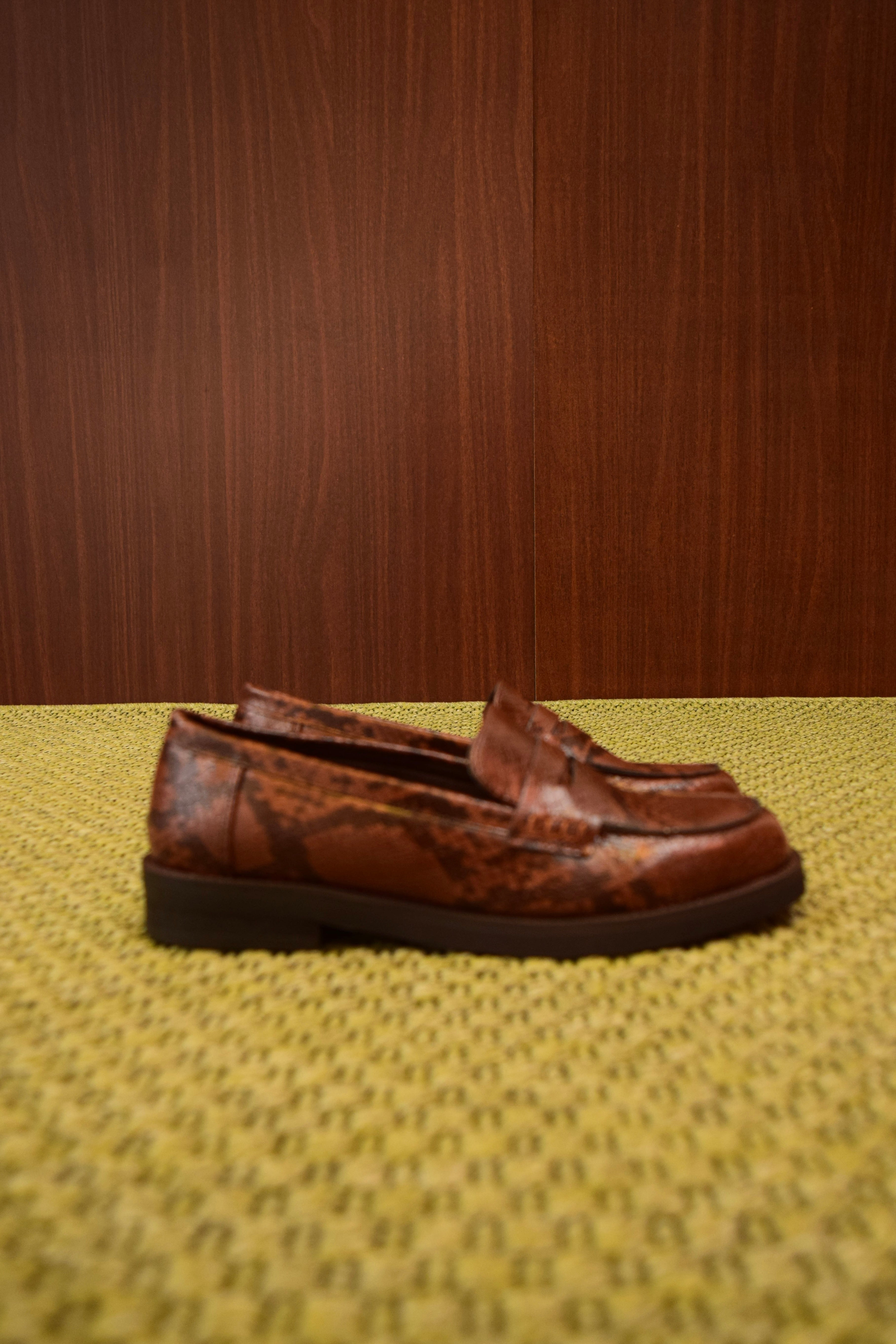 Mocassini da Donna Marroni Stampa Pitone in Pelle Vegana