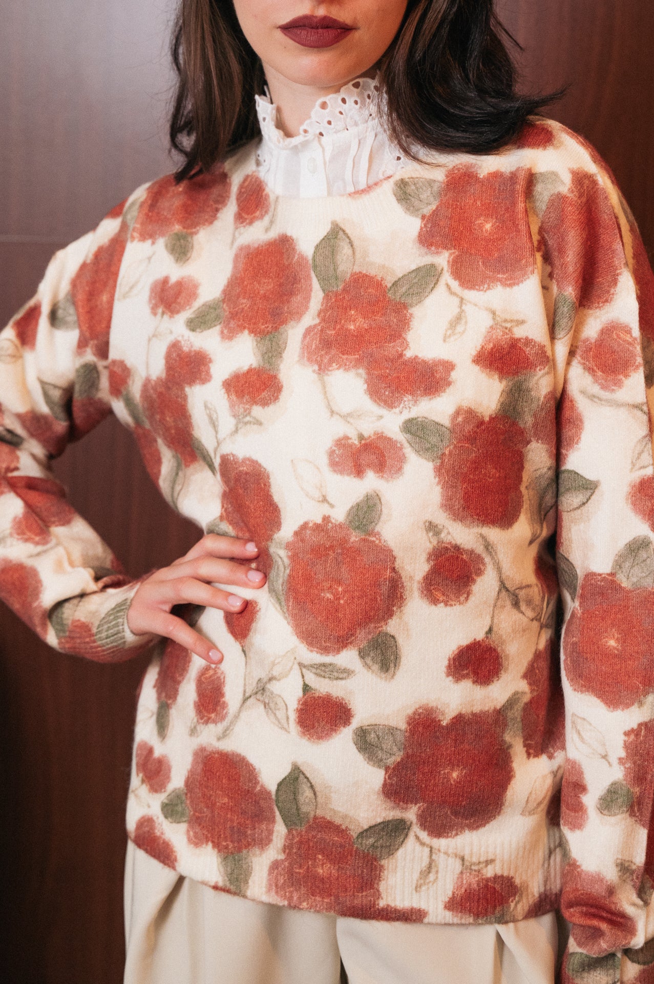 Maglione Emma con stampa a fantasia fiori