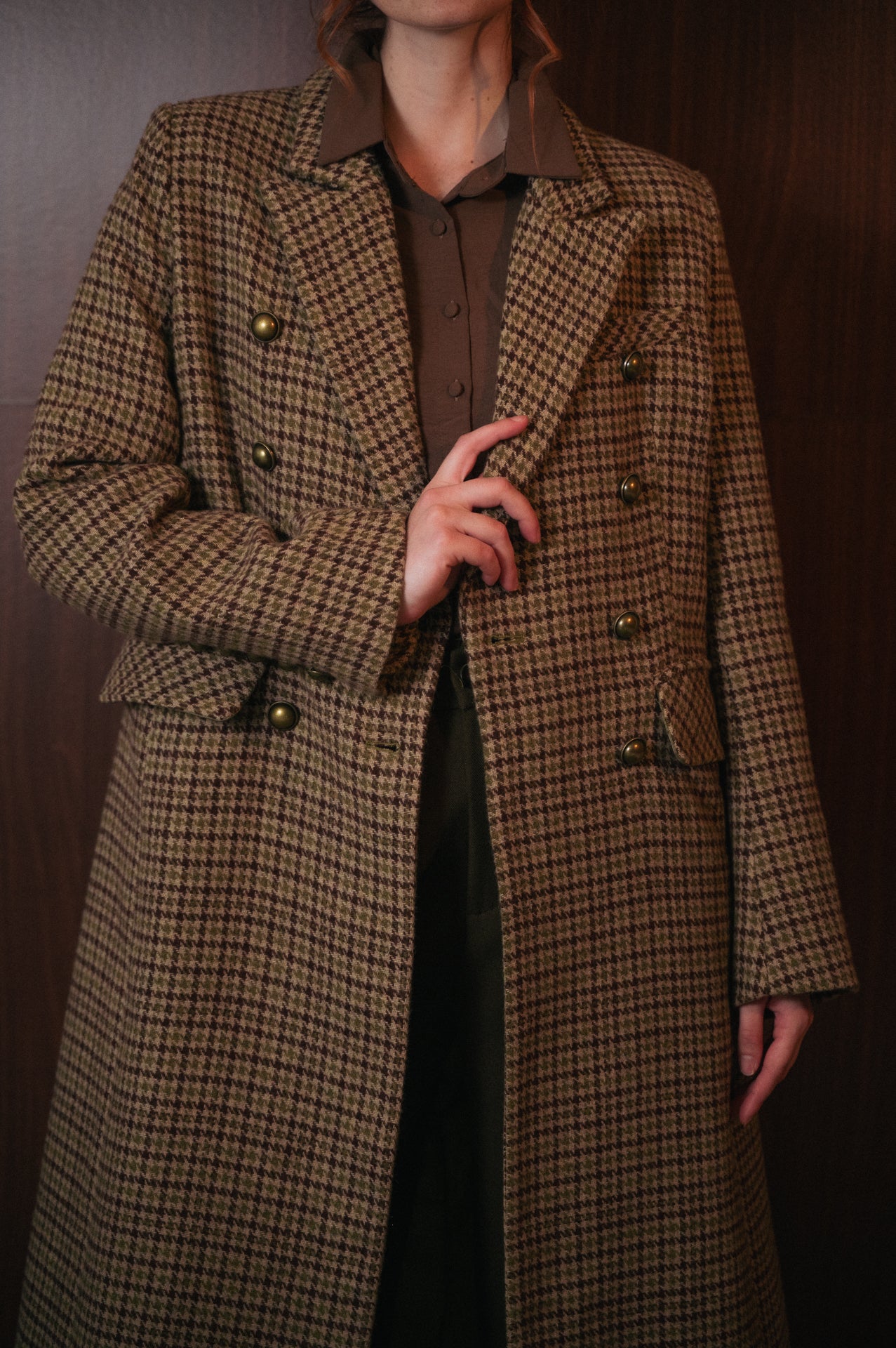 Cappotto Lungo Donna Fantasia Harris tweed color beige