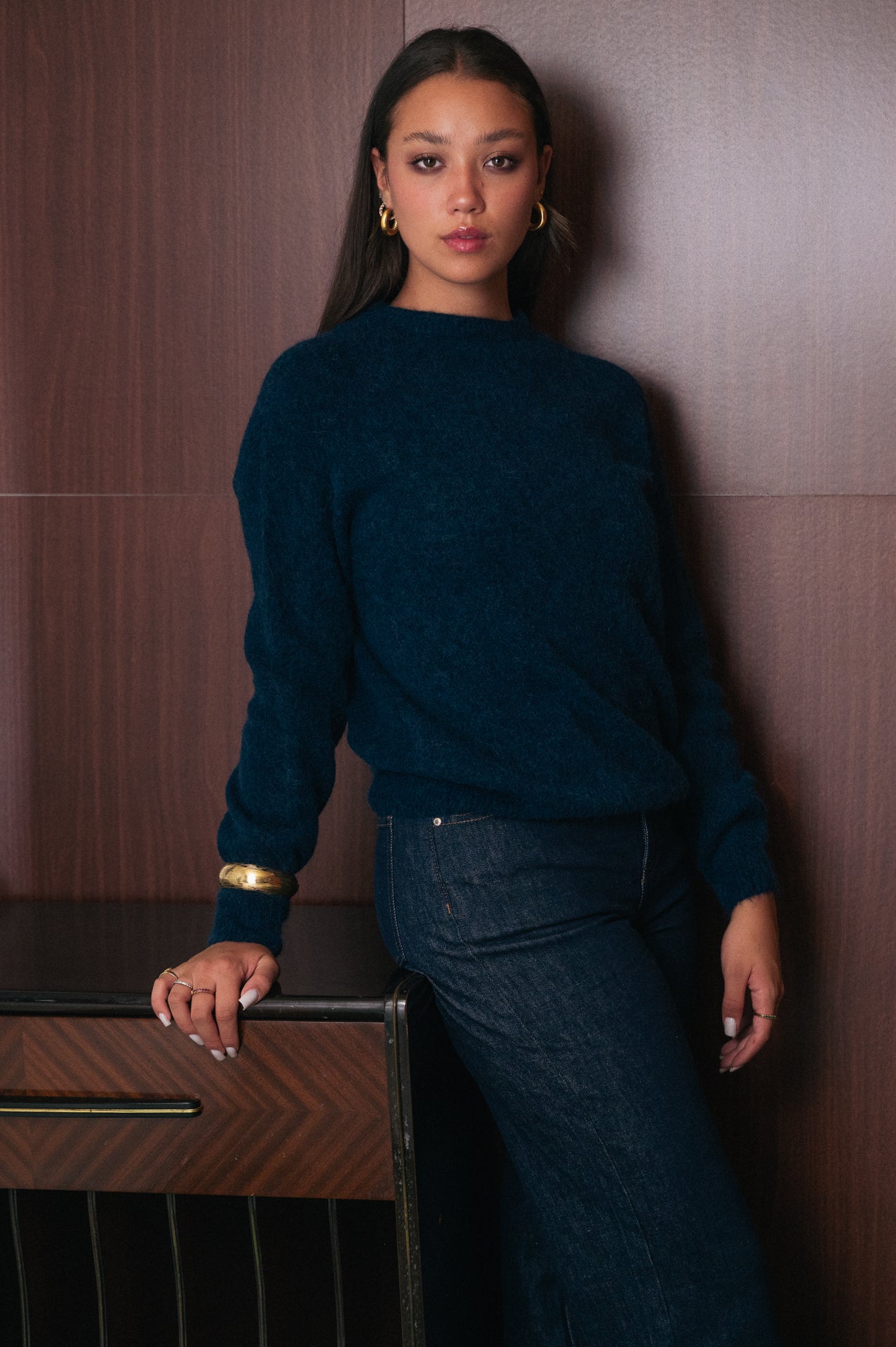 Maglione blu donna Amelìe misto alpaca e lana | made in Italy