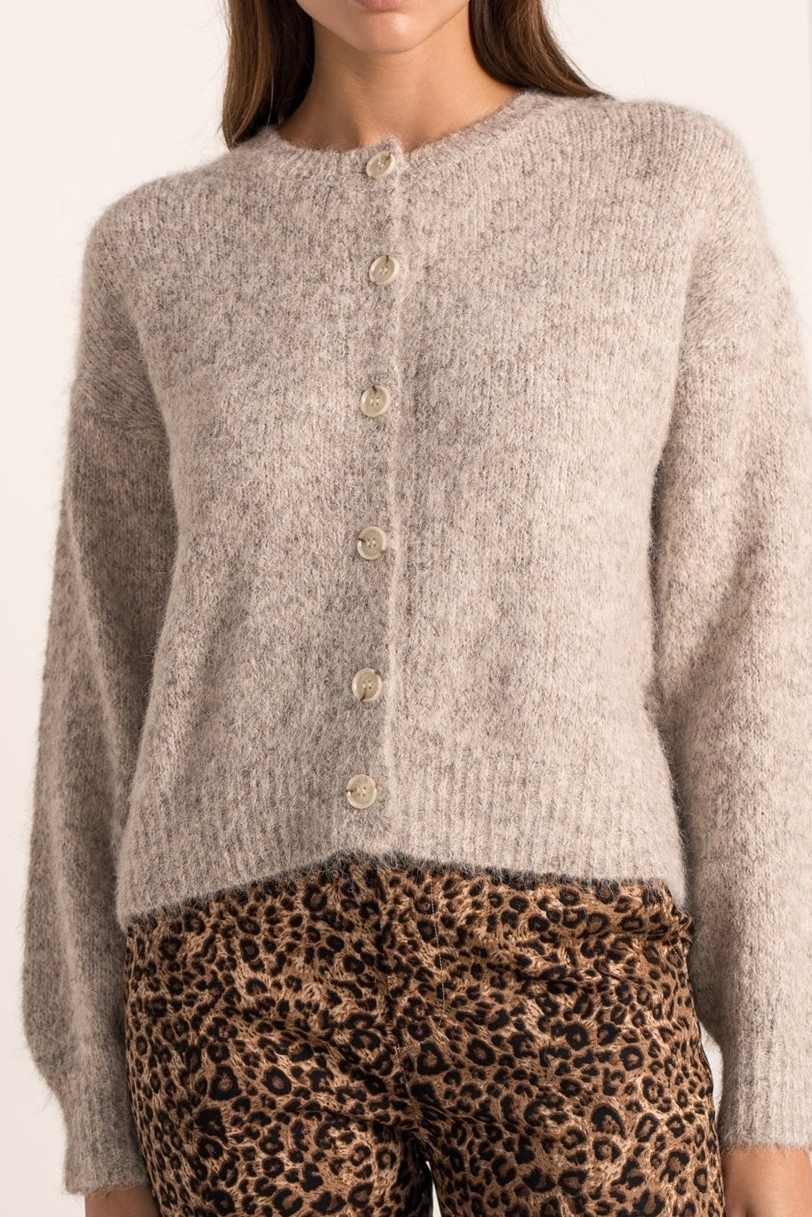 Cardigan Donna in Lana | Grey Mélange Bottoni