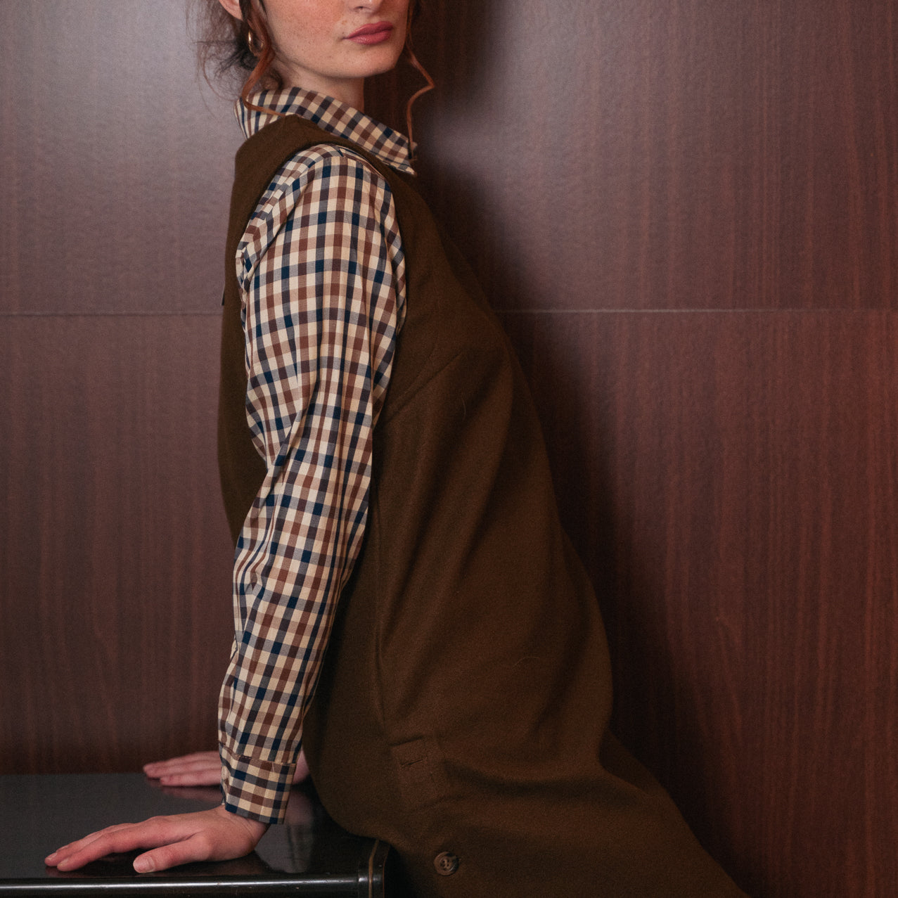 Abito Mini Donna a Bretelle Marrone | Stile Salopette (Pinafore Dress) | Senza Maniche