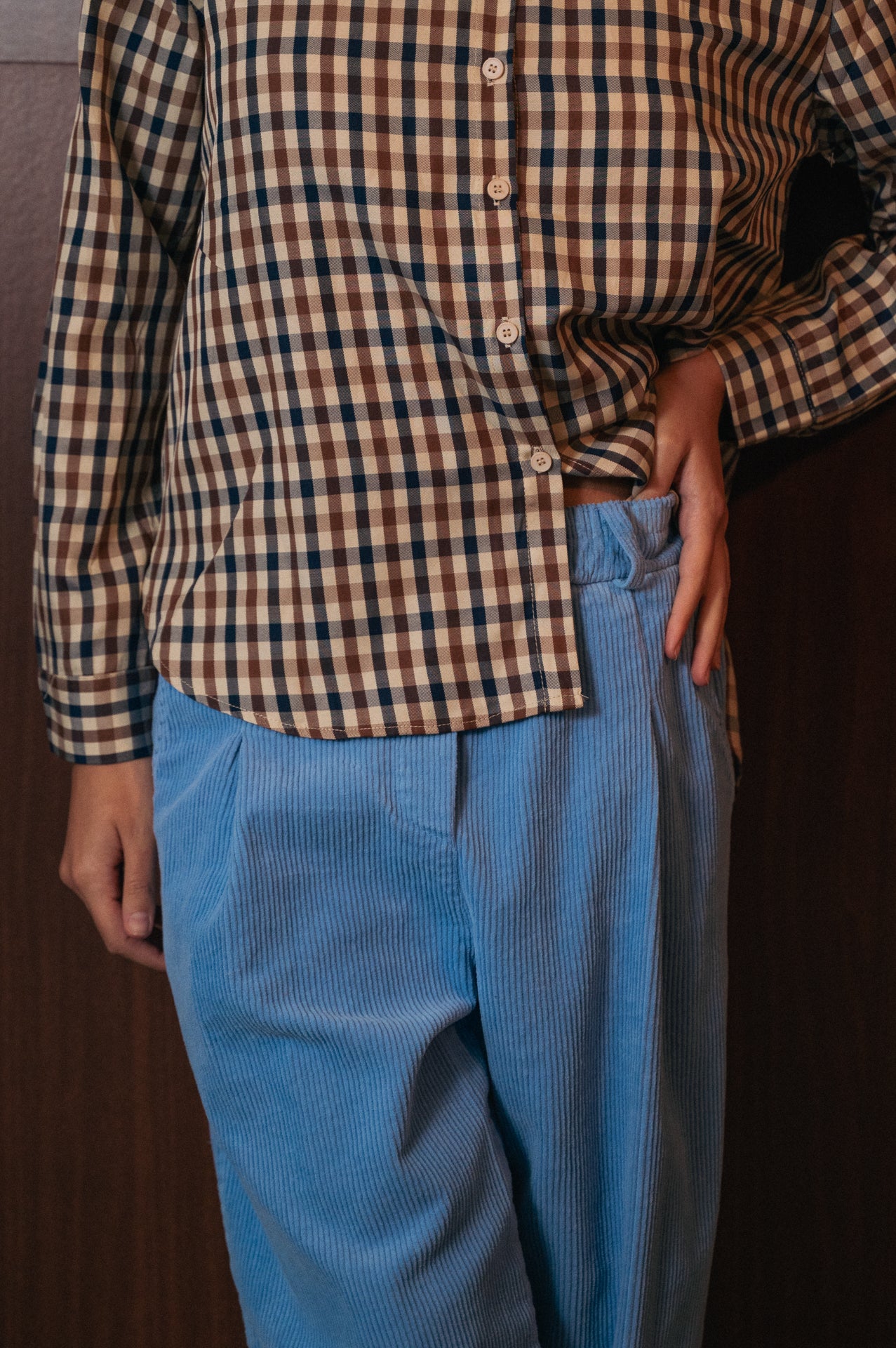 Camicia Donna a Quadretti Vichy Marrone