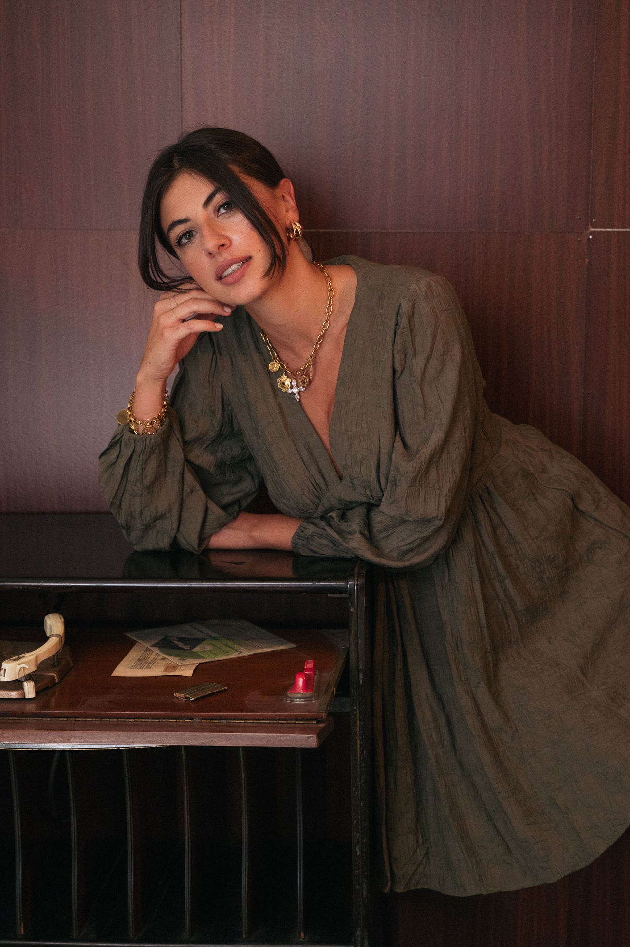 Abito corto Miki verde kaki