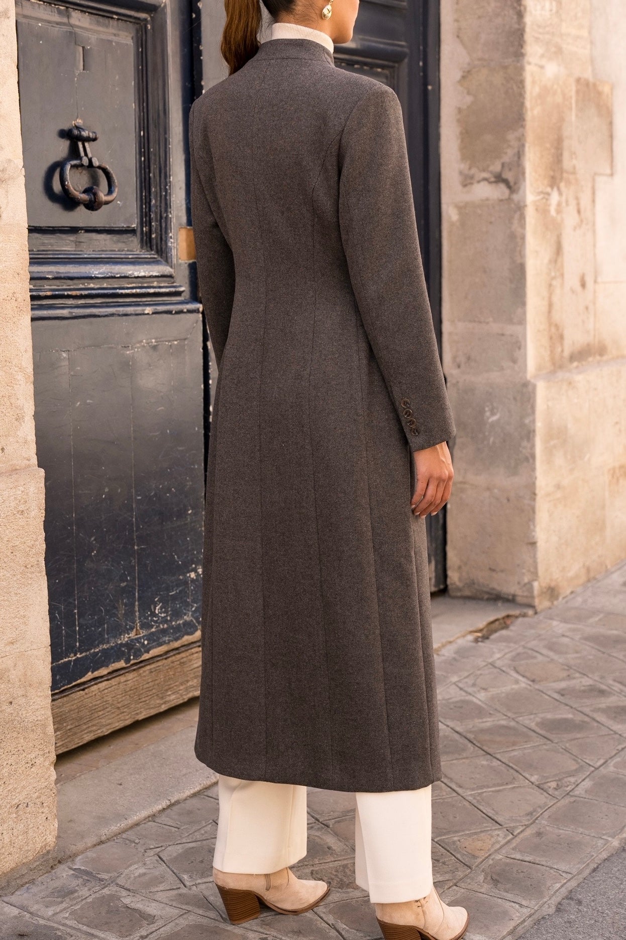 Cappotto Lungo Donna in Lana | Collo Coreano