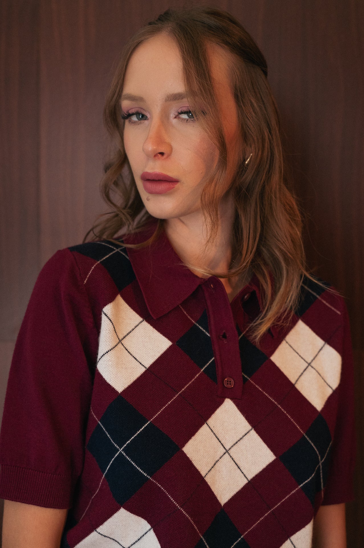 polo a quadri bordeaux