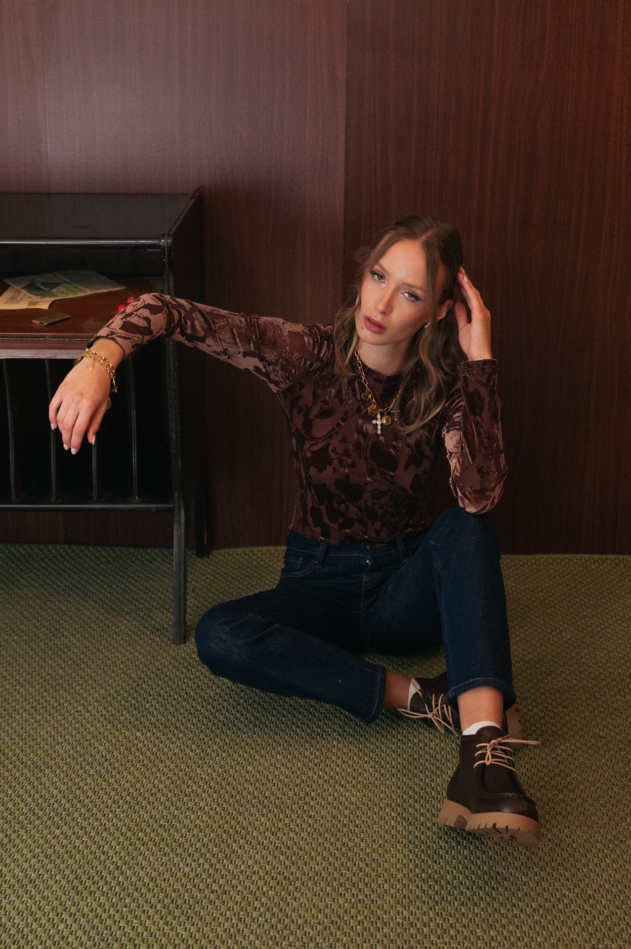 Body caffè in Velluto Devoré