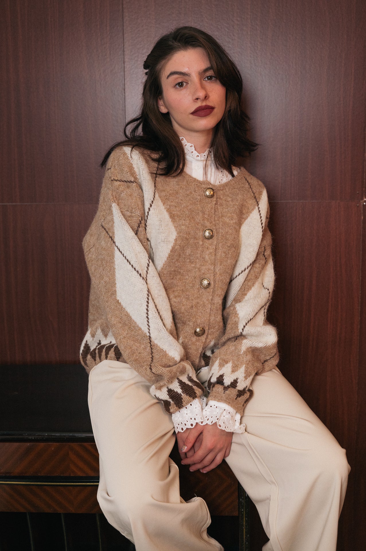 Cardigan donna motivo a rombi