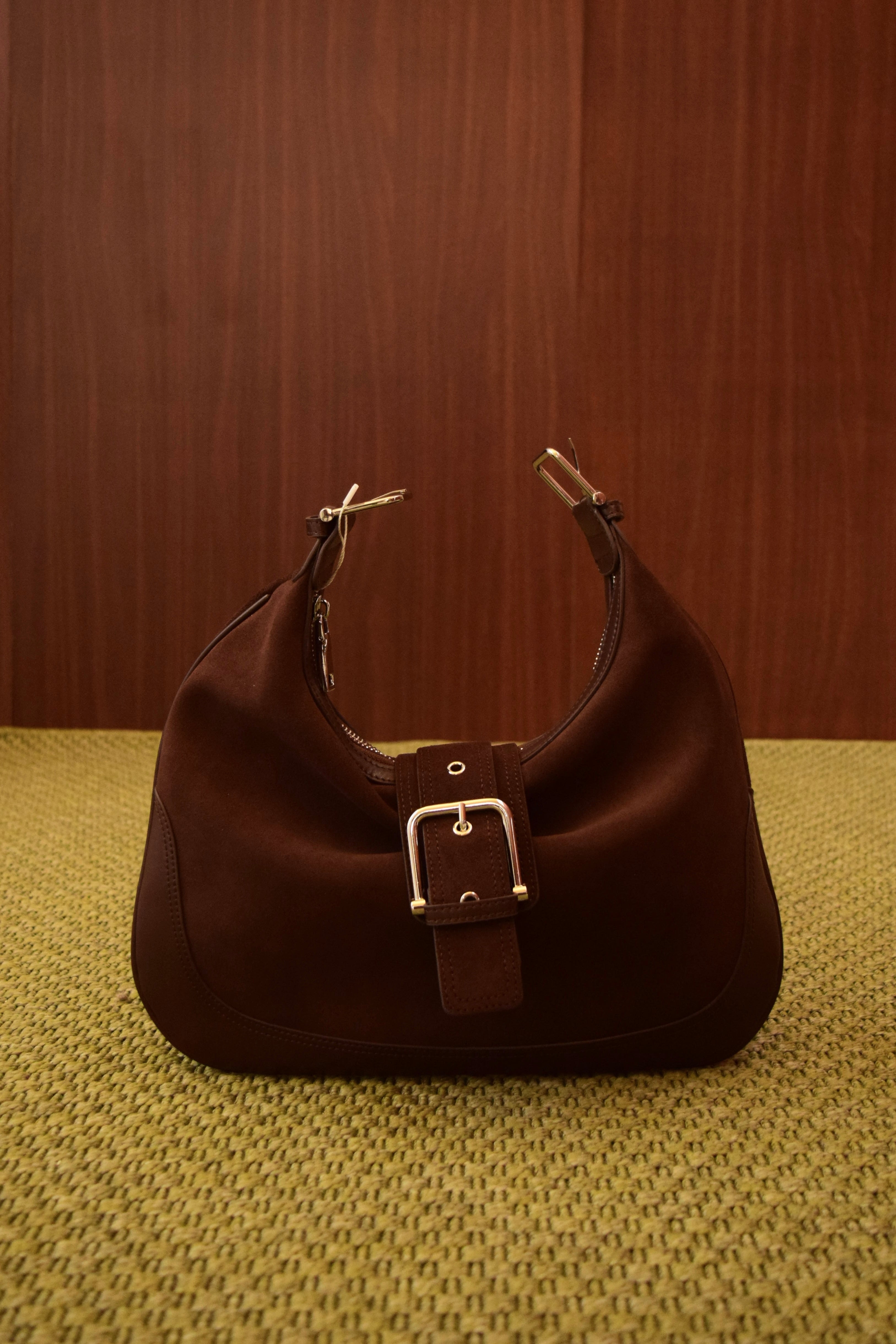 Borsa a Spalla in Camoscio Color Caffè | Modello Hobo