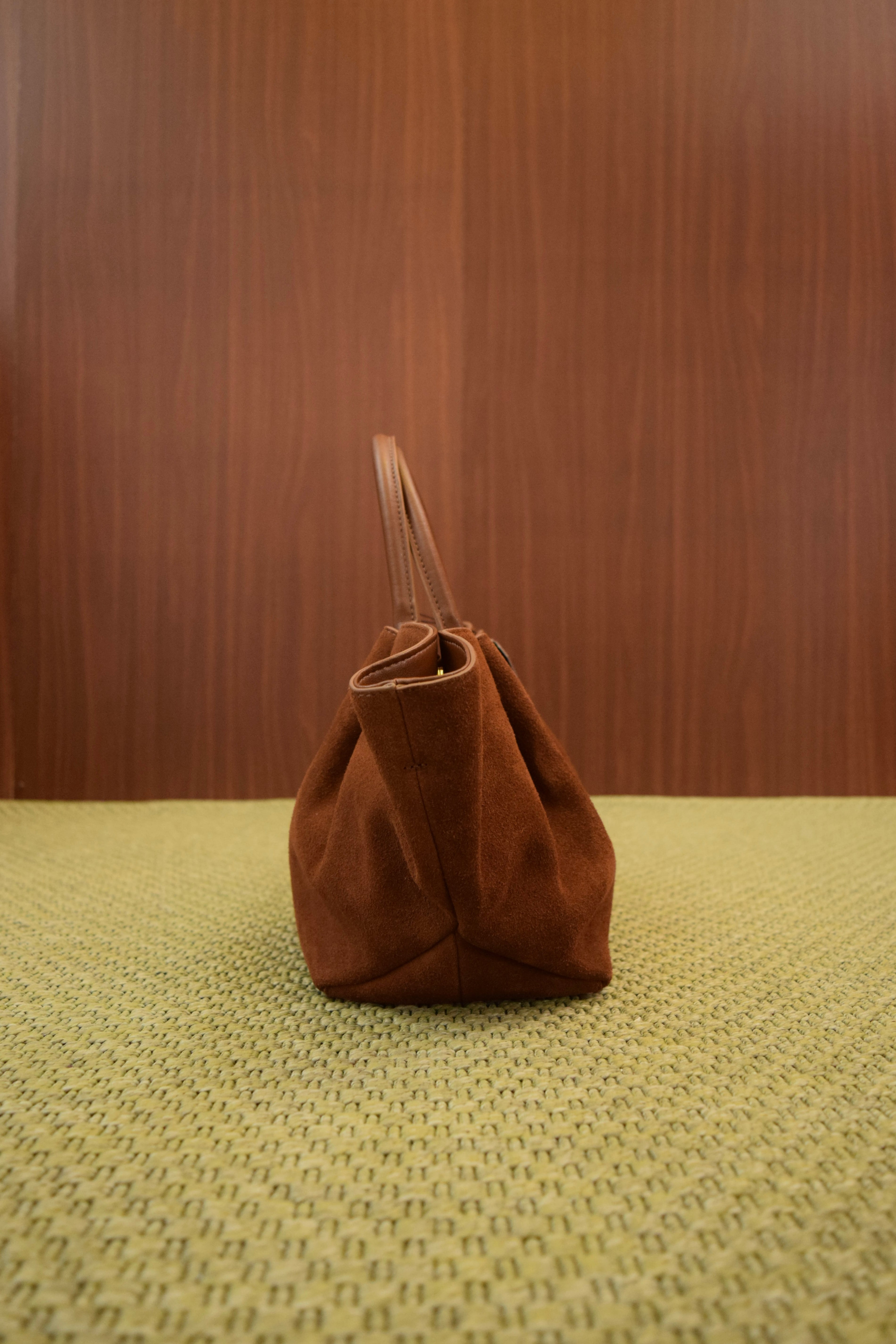 Borsa a Mano in pelle camoscio marrone