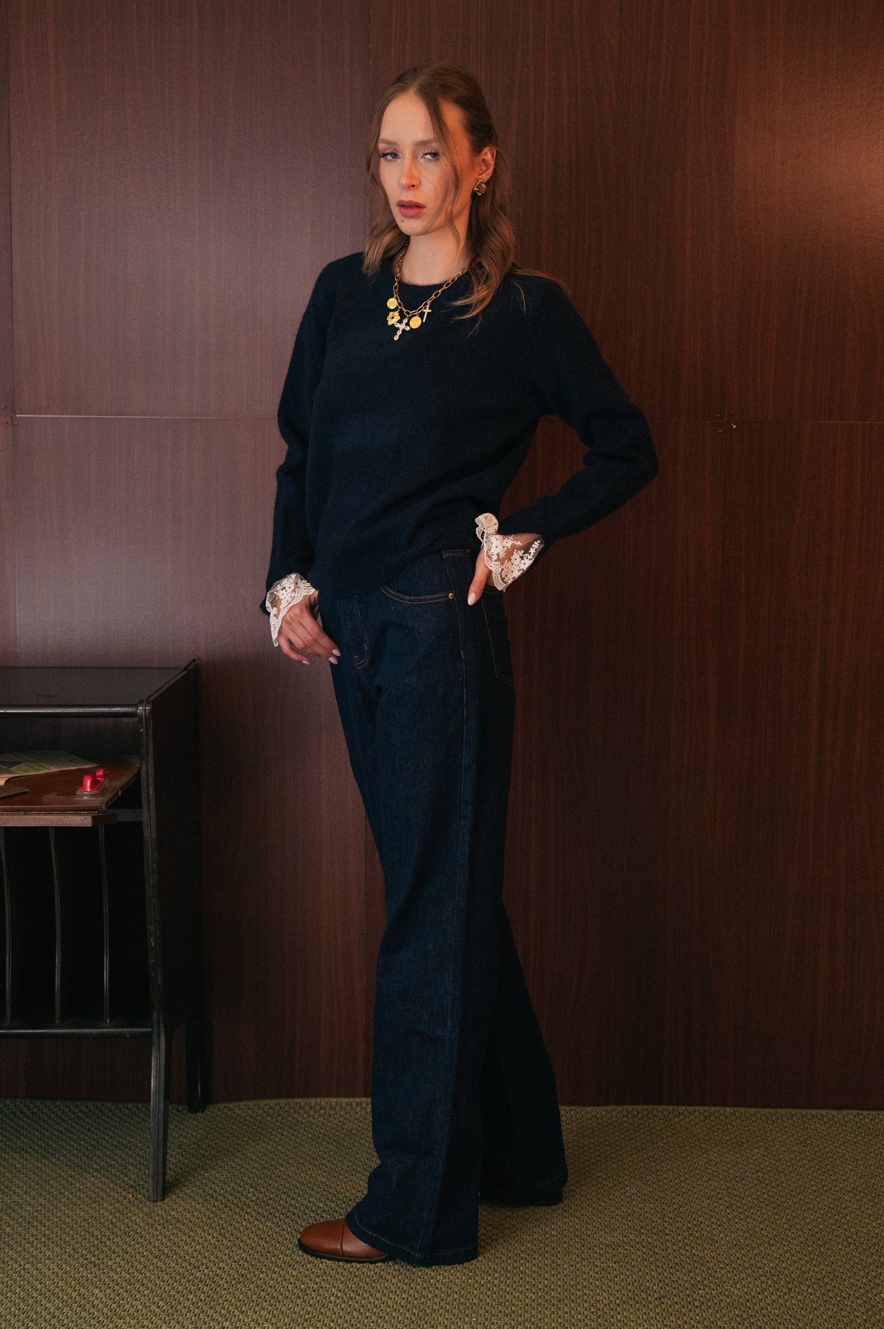 Jeans vita alta dark wash