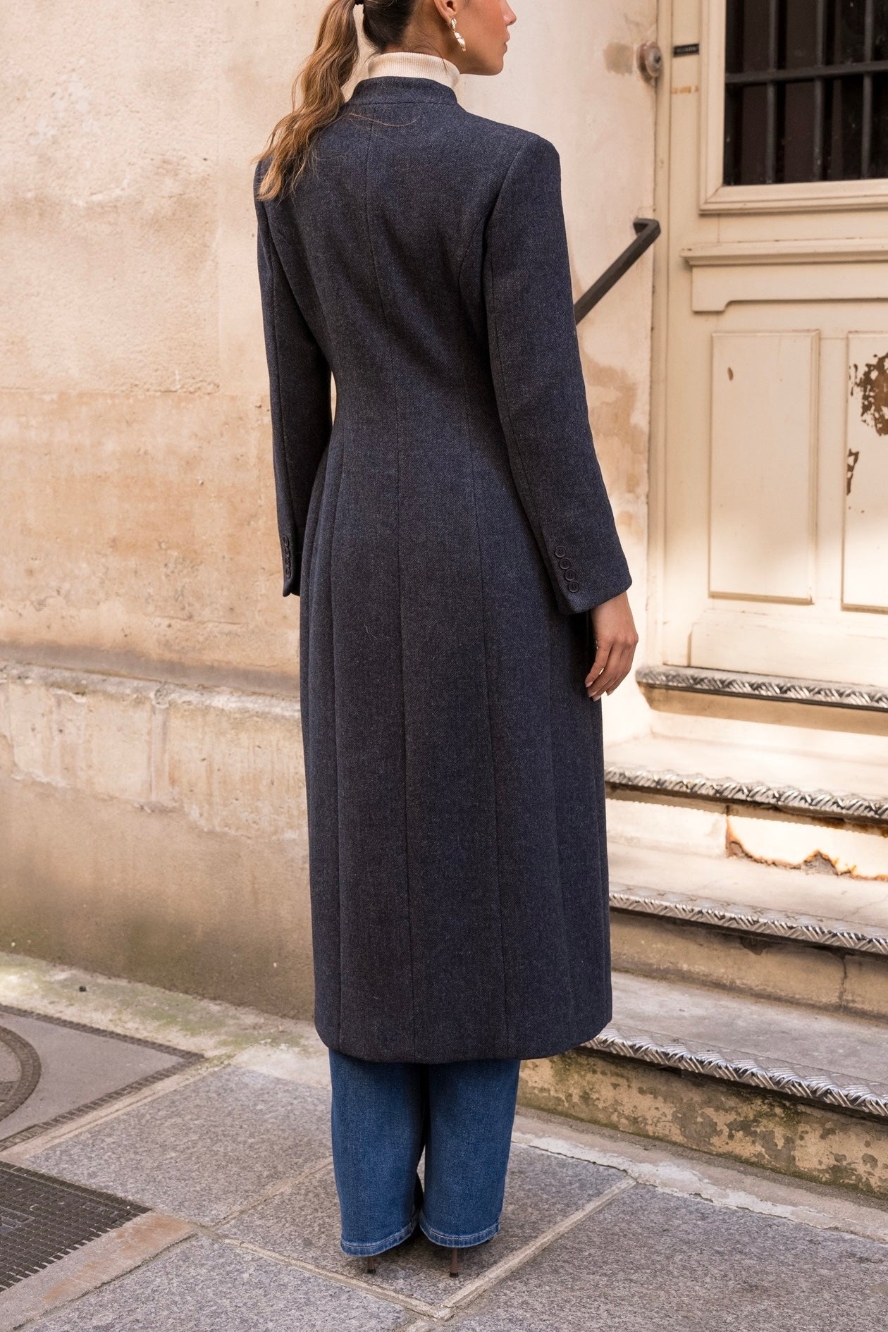 Cappotto Lungo Donna in Lana | Collo Coreano