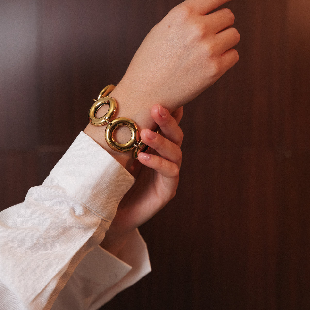 Bracciale Donna a Maglie Grandi in Acciaio Dorato | Gioiello Elegante Anelli Chunky
