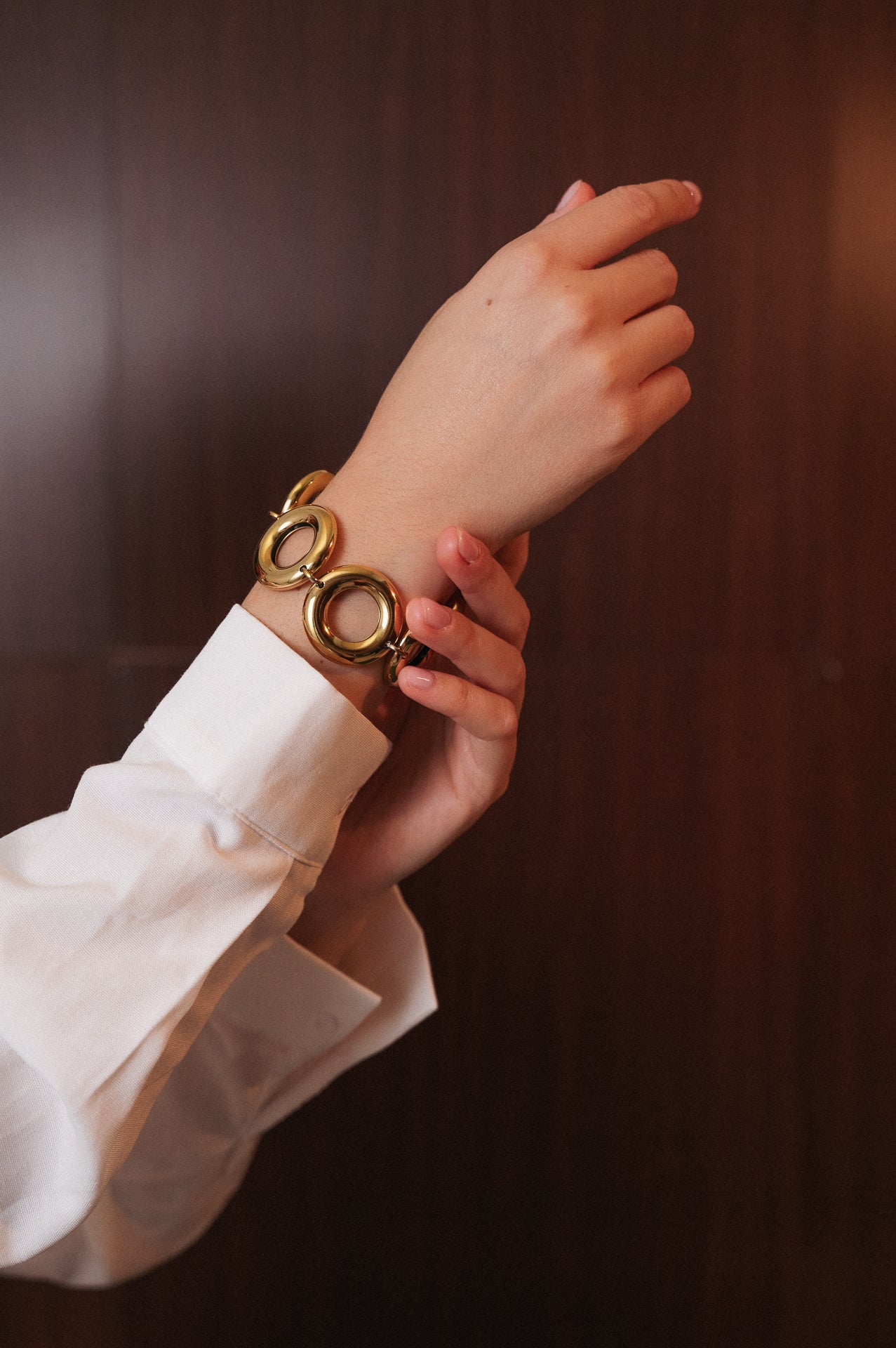 Bracciale Donna a Maglie Grandi in Acciaio Dorato | Gioiello Elegante Anelli Chunky