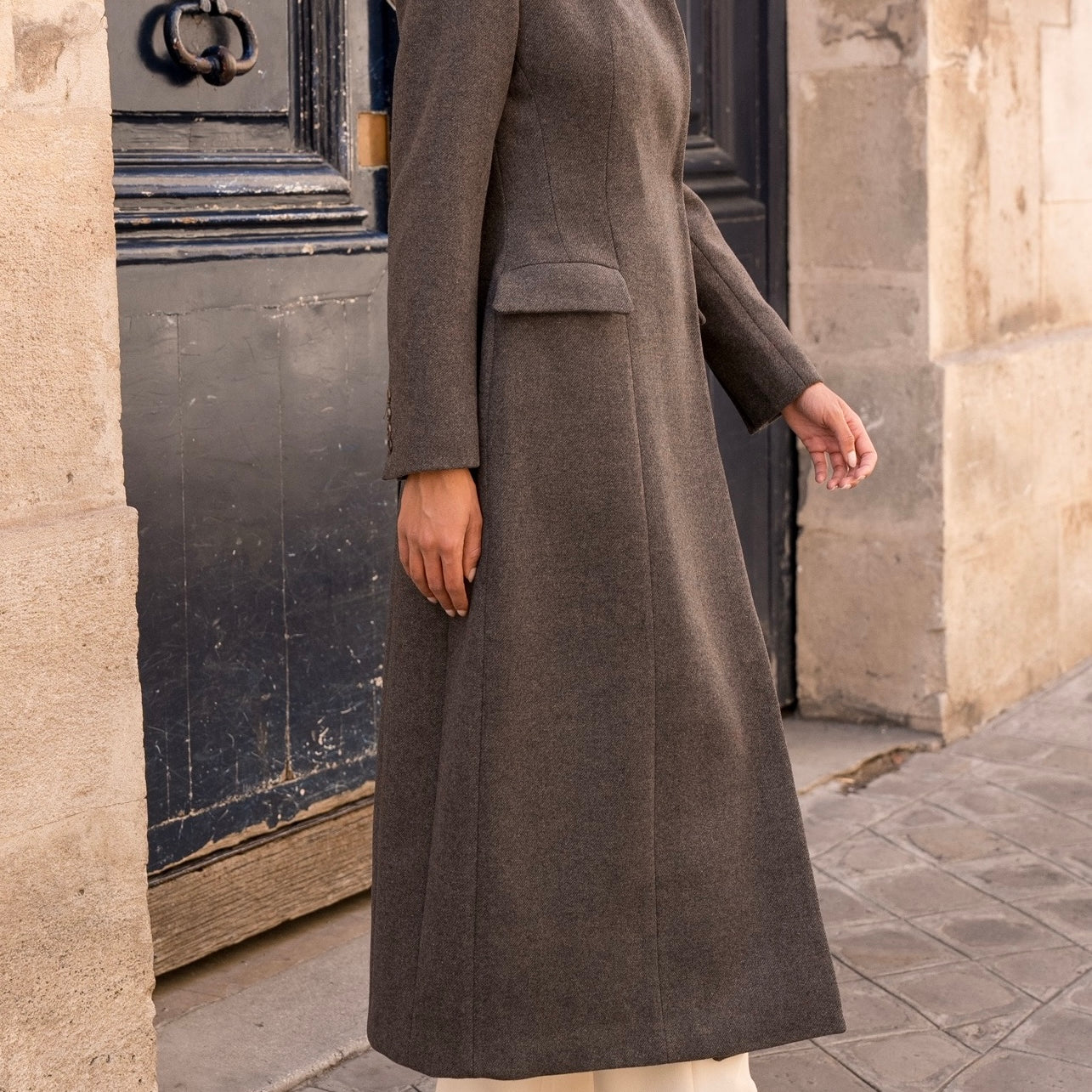 Cappotto Lungo Donna in Lana | Collo Coreano